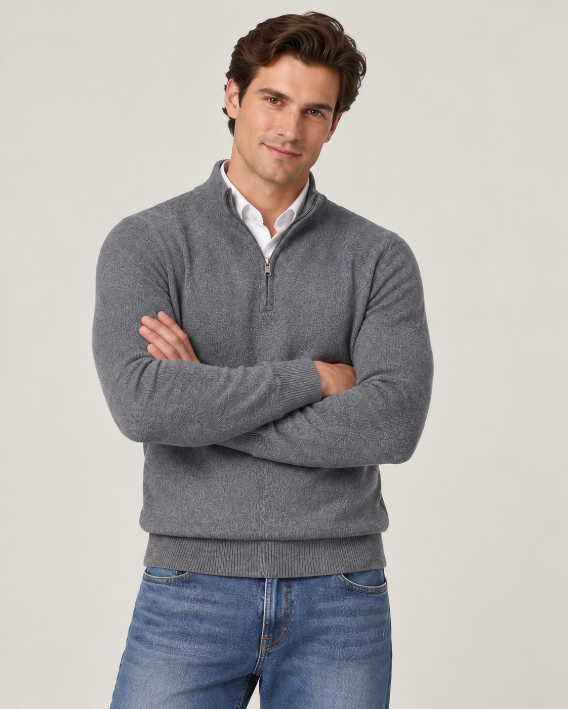 100% Cashmere Half Zip Sweater