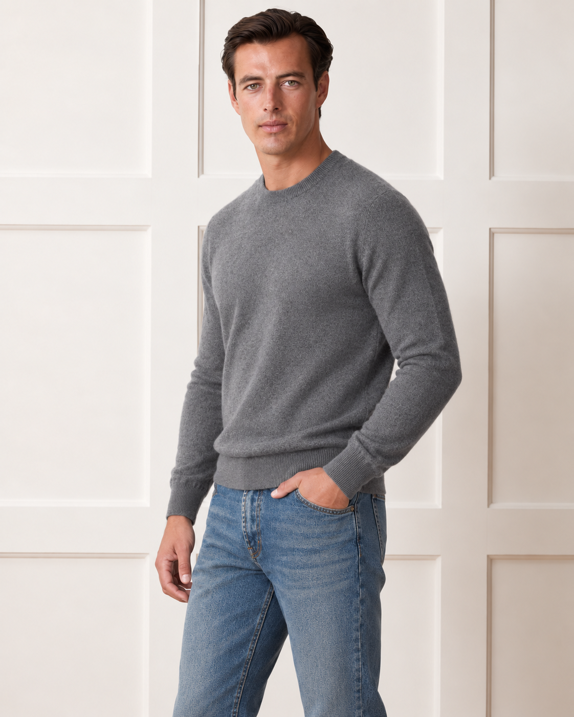 Luxe 100% Cashmere Crew Neck Sweater