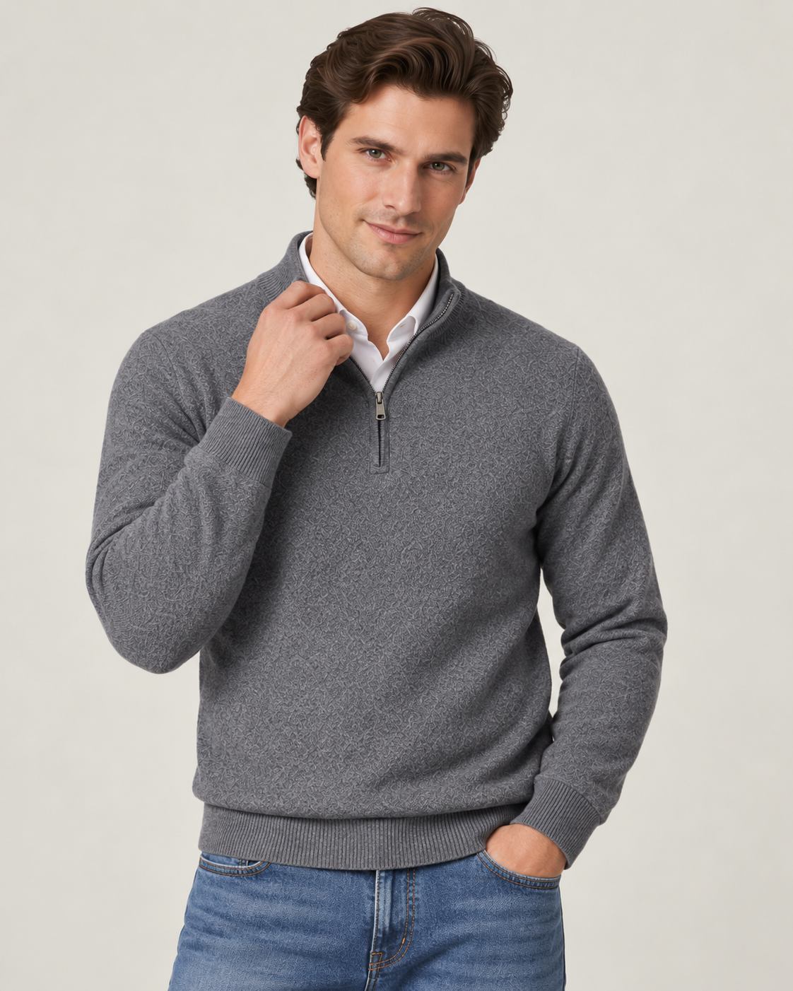 100% Cashmere Half Zip Sweater