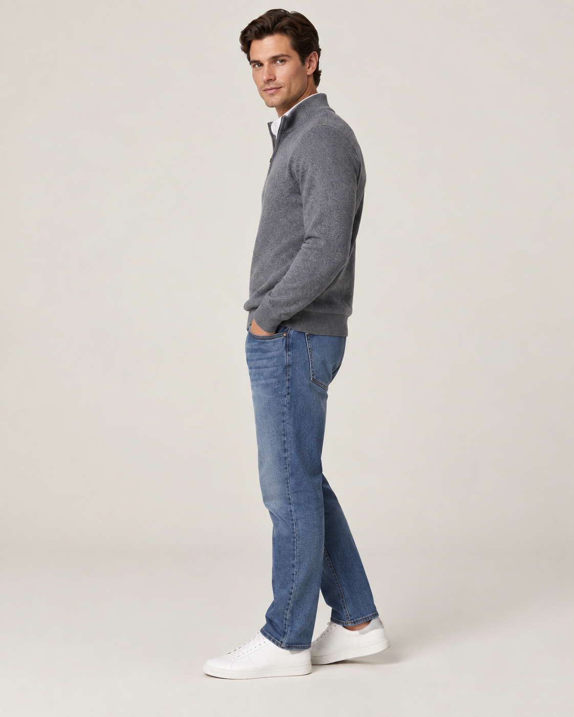 100% Cashmere Half Zip Sweater