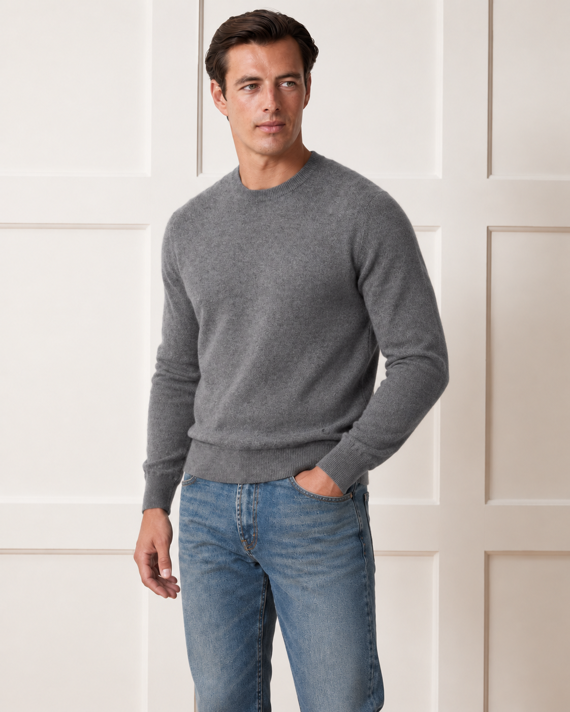 Luxe 100% Cashmere Crew Neck Sweater