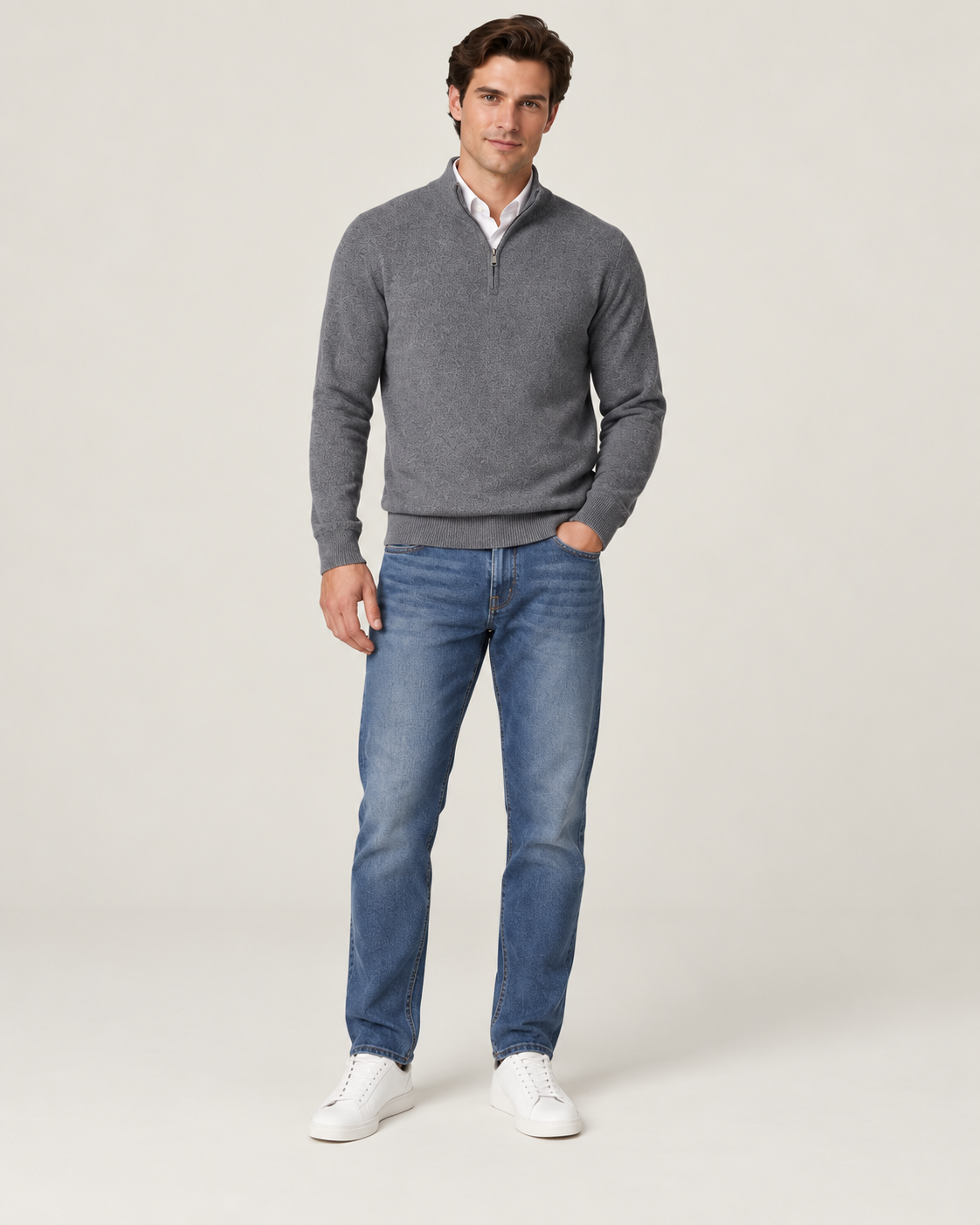 100% Cashmere Half Zip Sweater