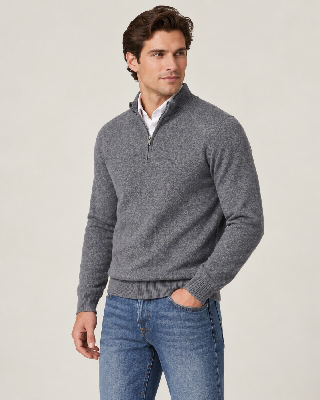 100% Cashmere Half Zip Sweater