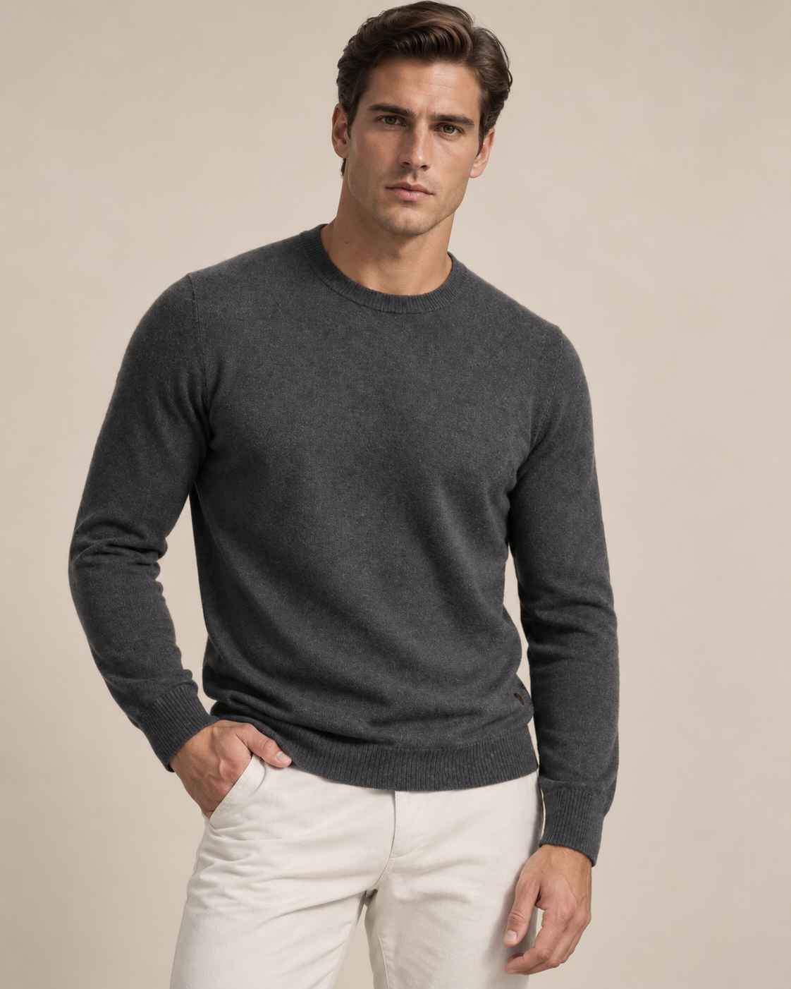 Luxe 100% Cashmere Crew Neck Sweater