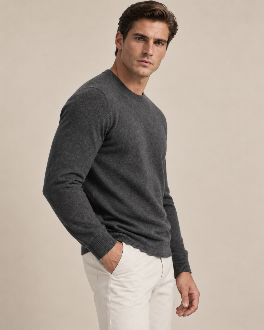 Luxe 100% Cashmere Crew Neck Sweater