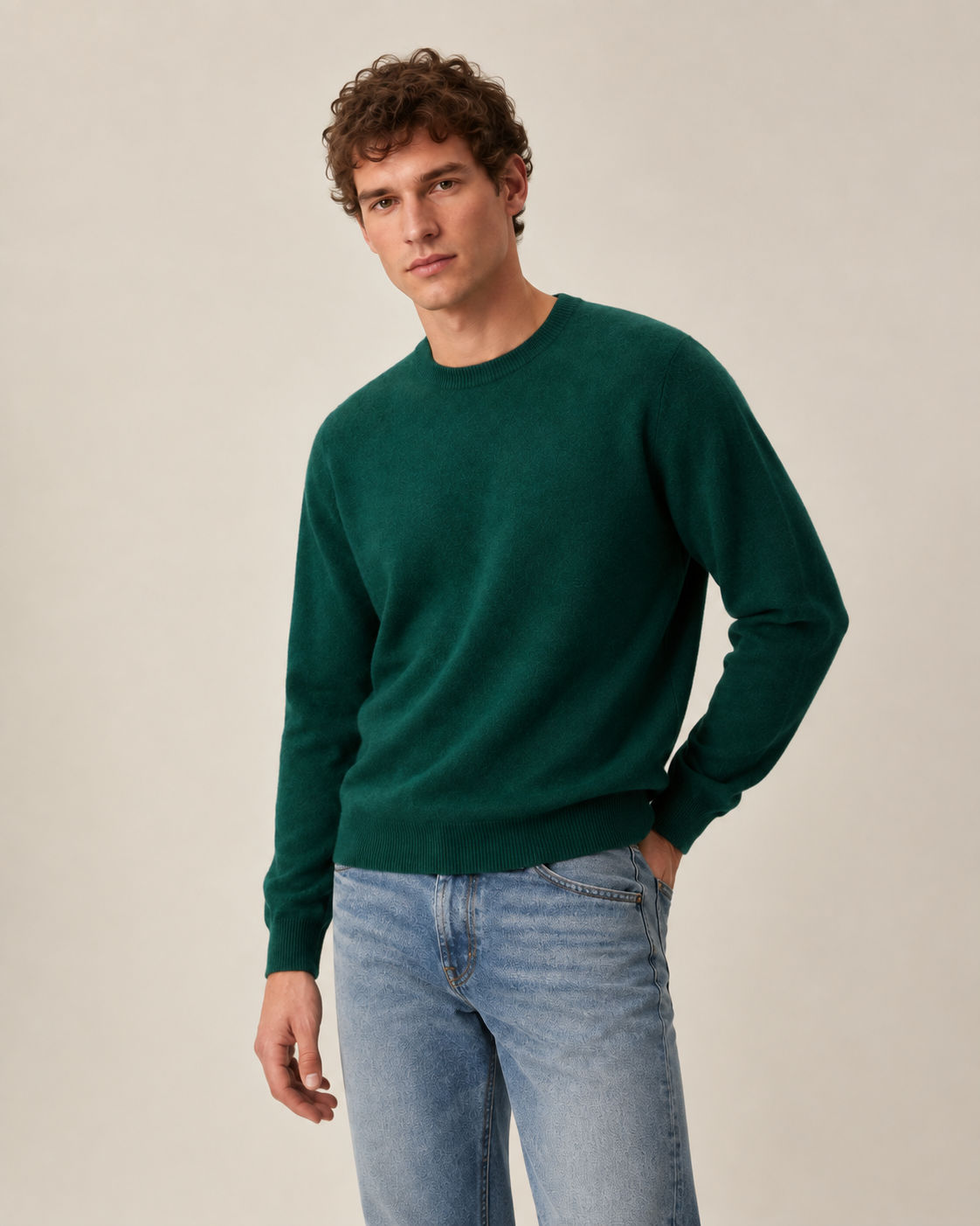 Luxe 100% Cashmere Crew Neck Sweater