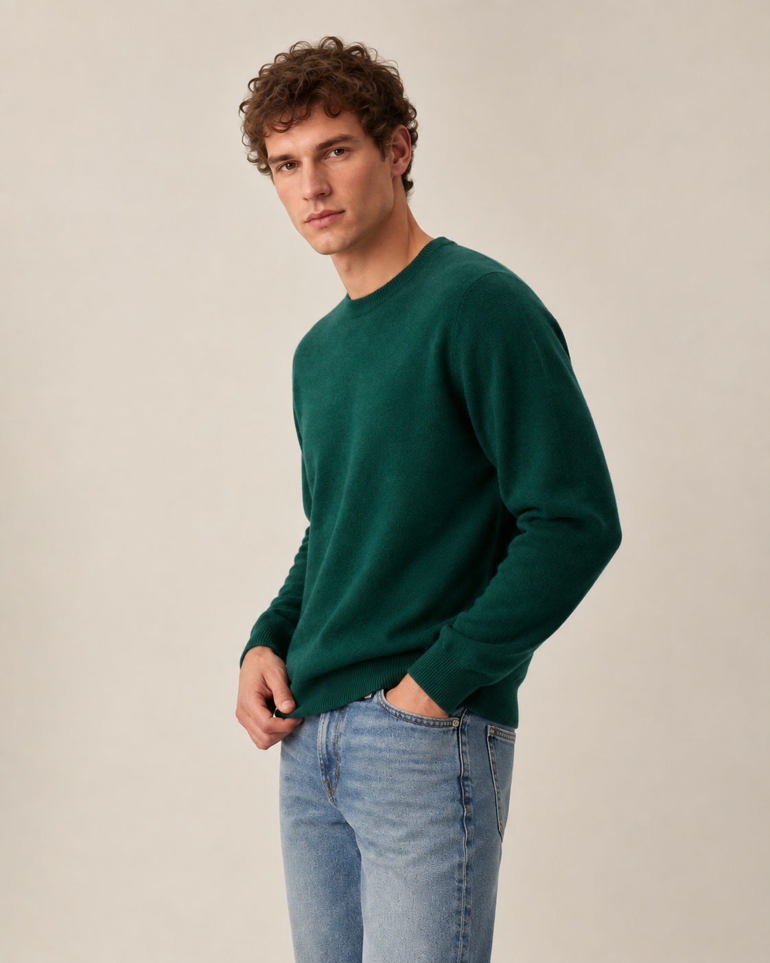 Luxe 100% Cashmere Crew Neck Sweater