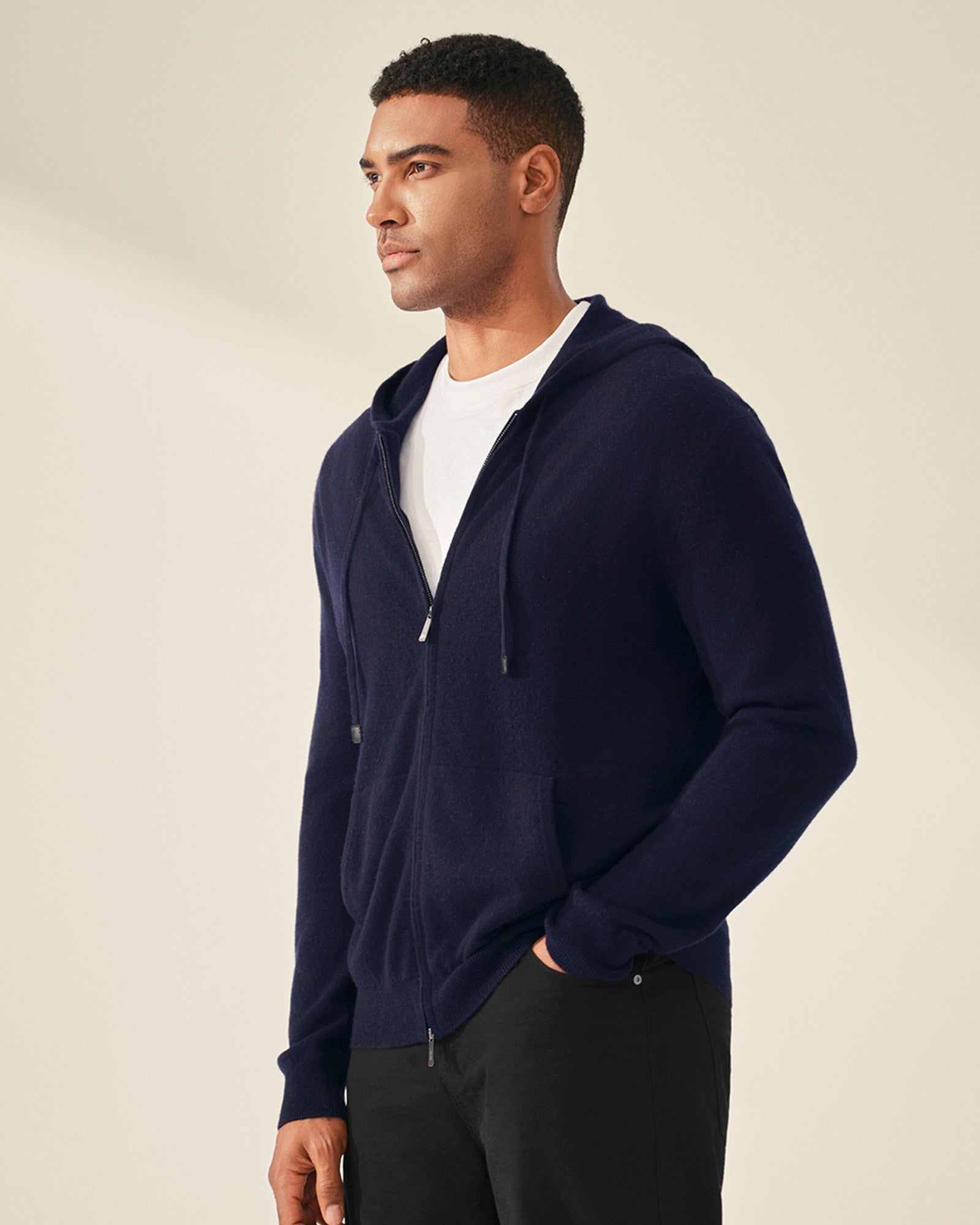 Men's 100% Pure Cashmere Zip Up Hoodie