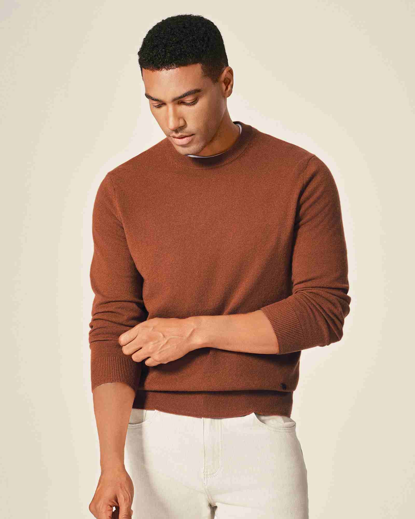 Men's 100% Pure Cashmere Crew Neck Pullover Sweater