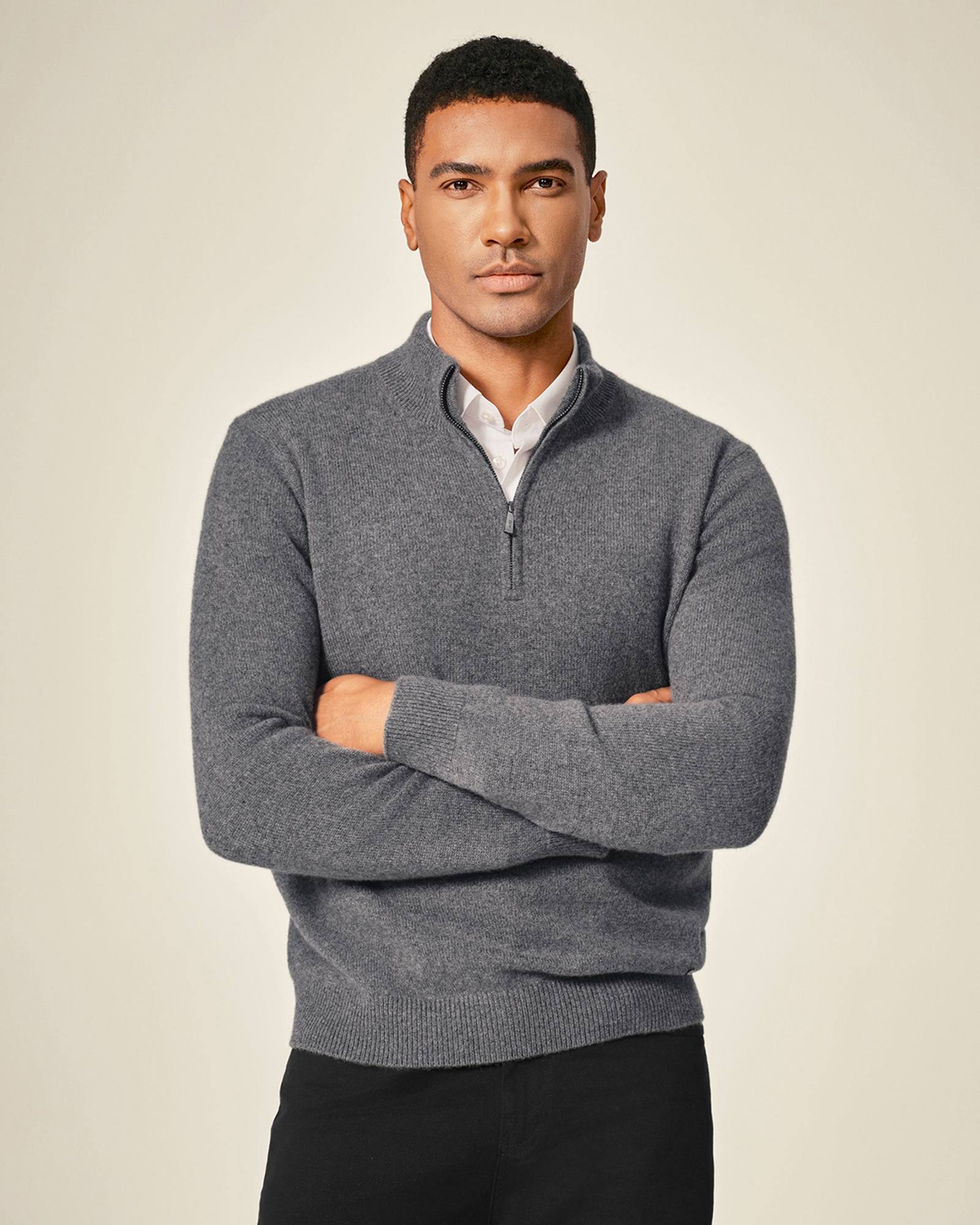 Men's Pure Cashmere Quarter Zip Sweater