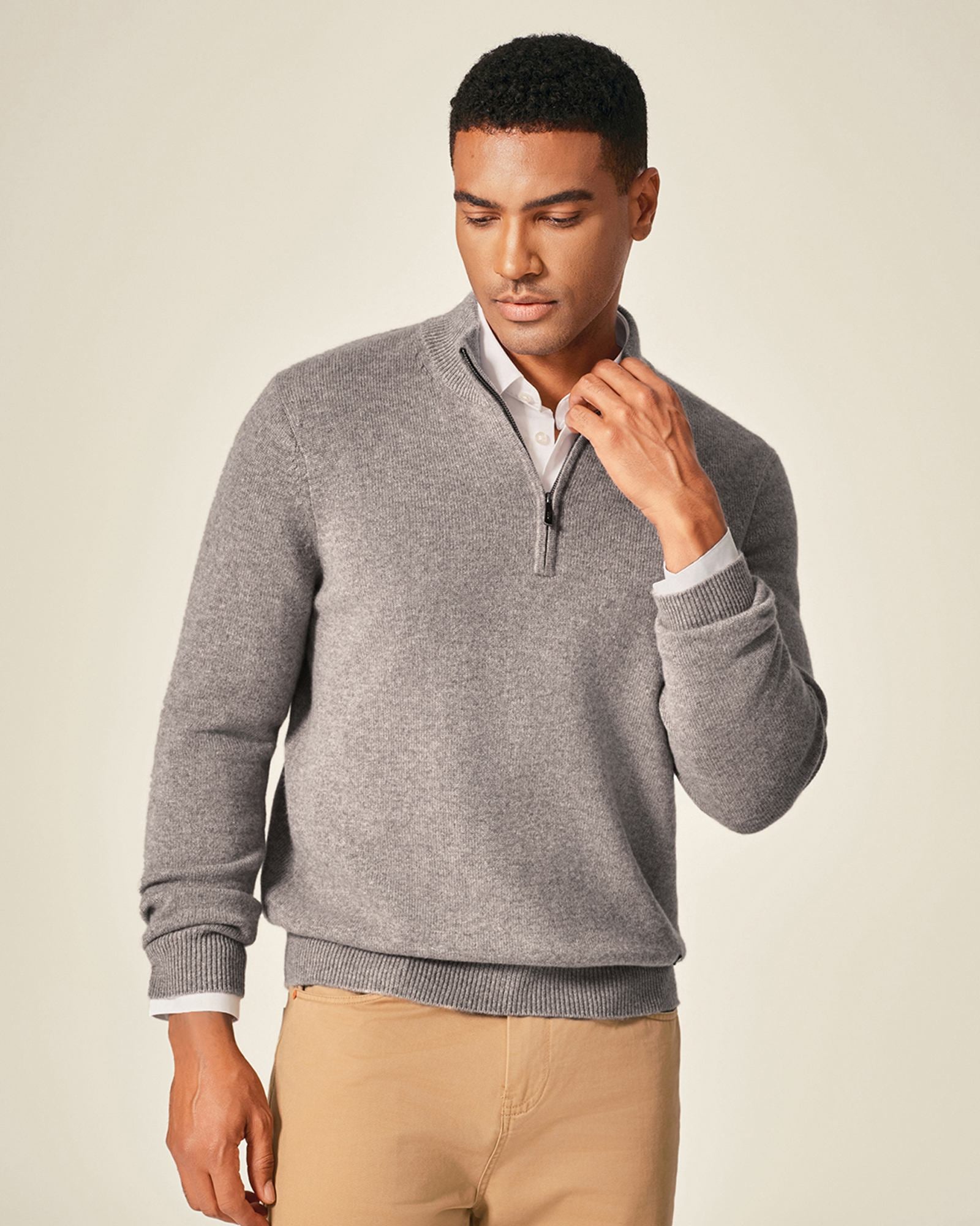 Men's Pure Cashmere Quarter Zip Sweater