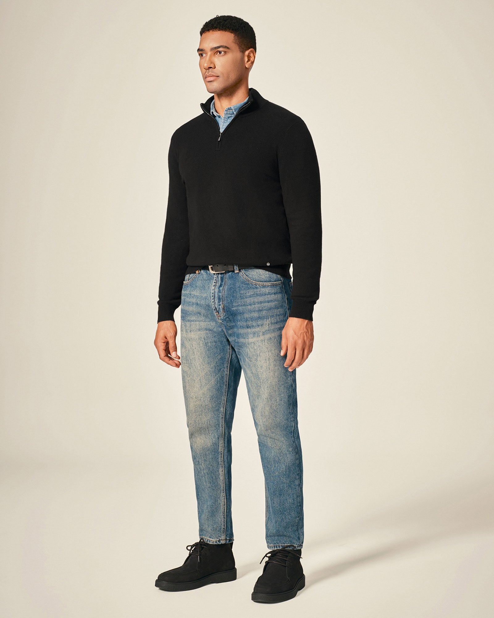 Men's Pure Cashmere Quarter Zip Sweater