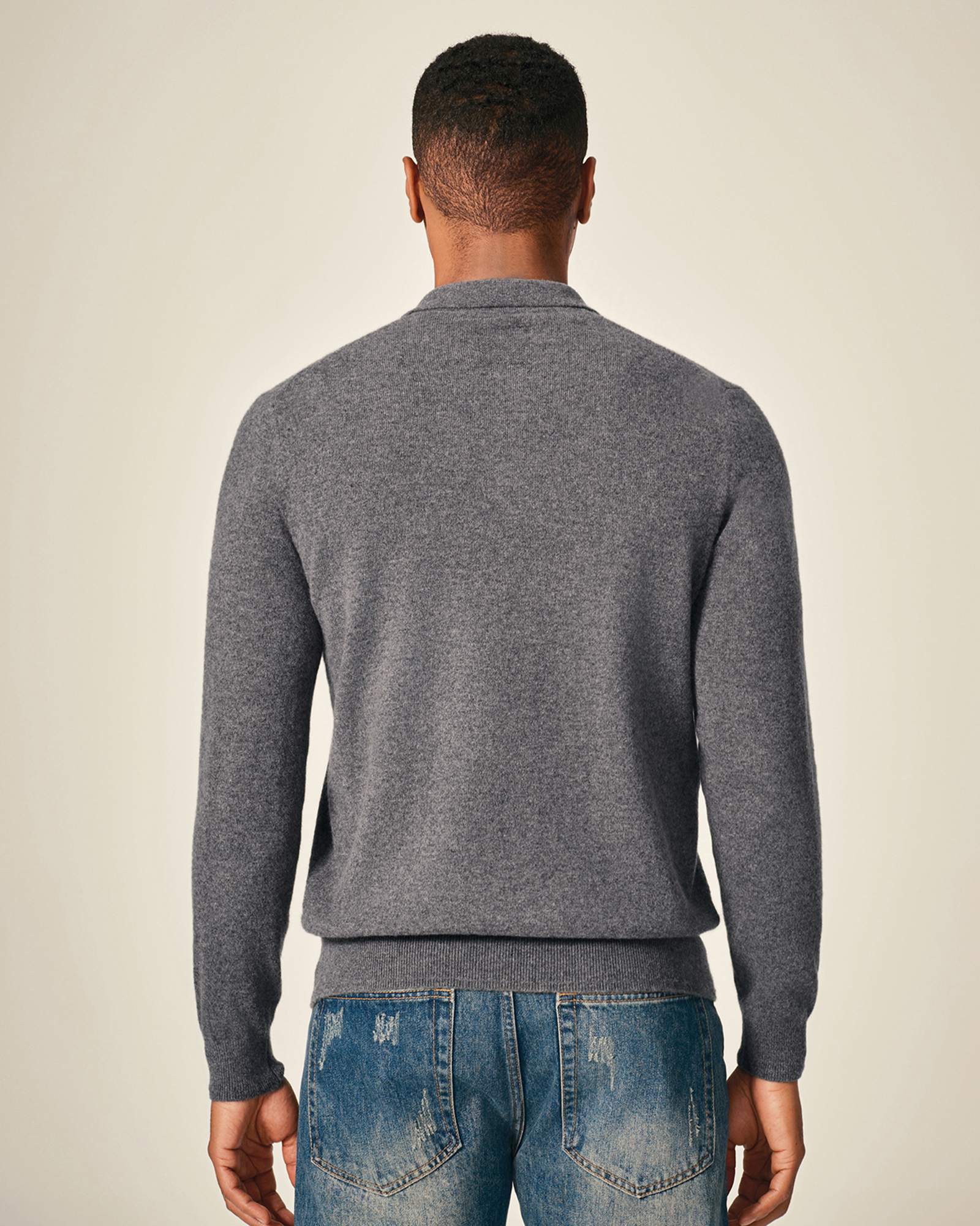 Men's 100% Cashmere Polo Sweater