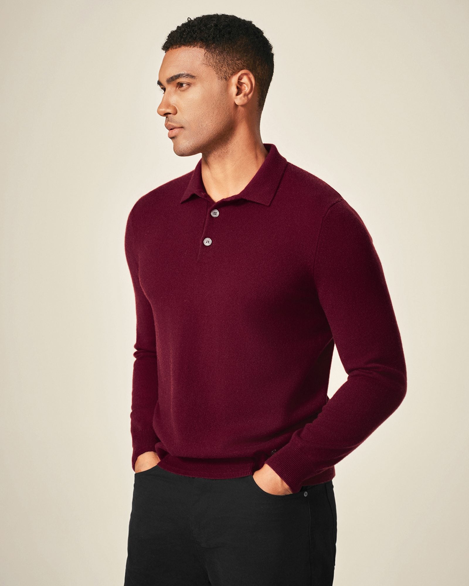 Men's 100% Cashmere Polo Sweater