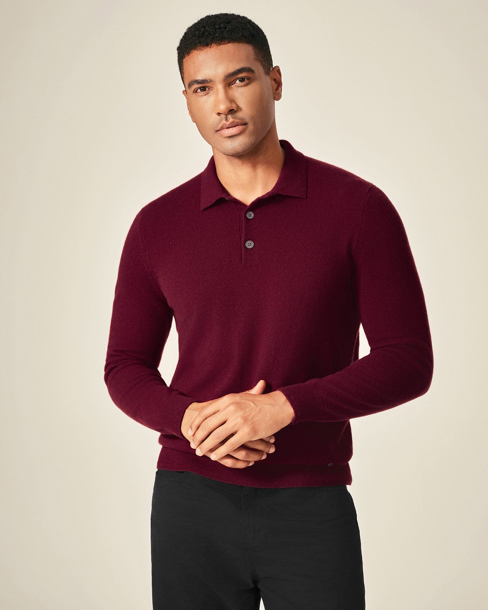 Men's 100% Cashmere Polo Sweater