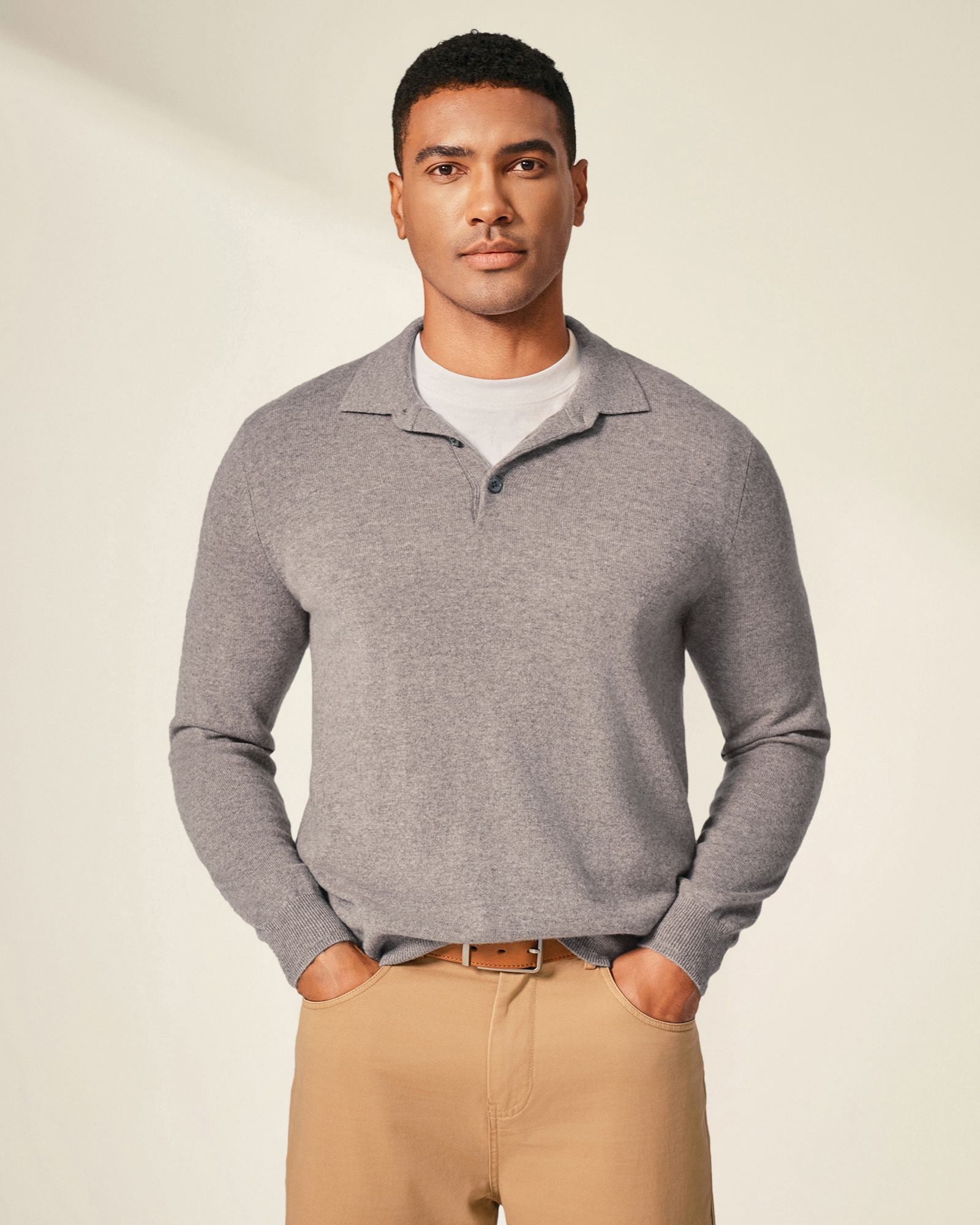 Men's 100% Cashmere Polo Sweater