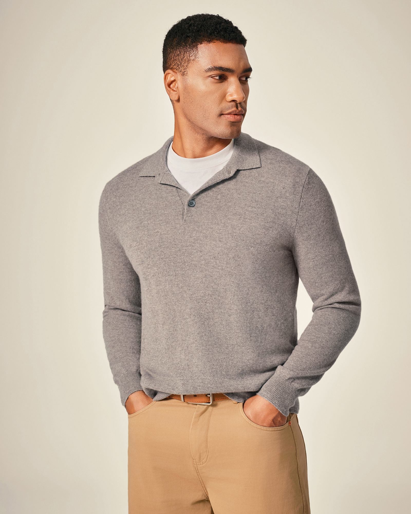 Men's 100% Cashmere Polo Sweater