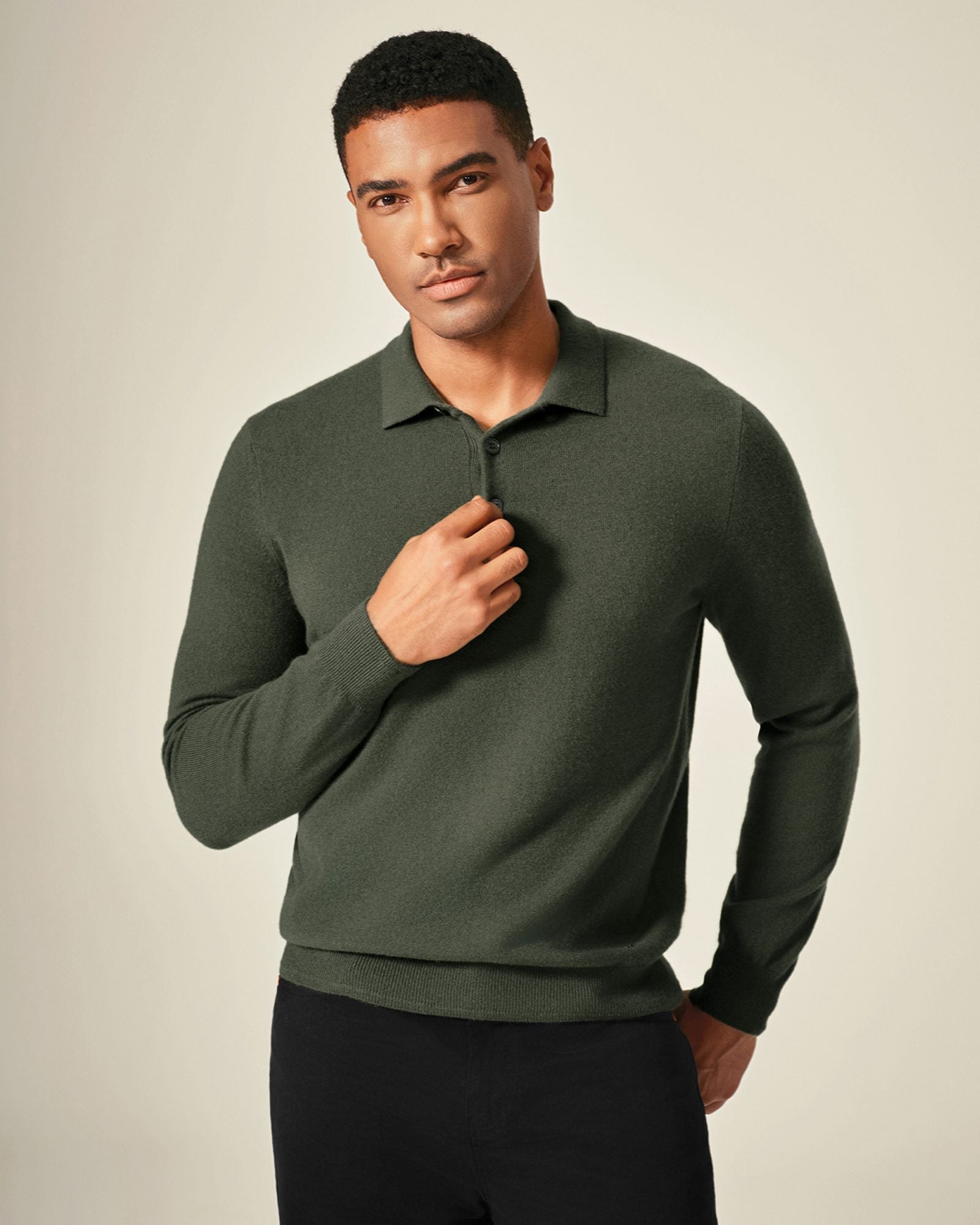 Men's 100% Cashmere Polo Sweater