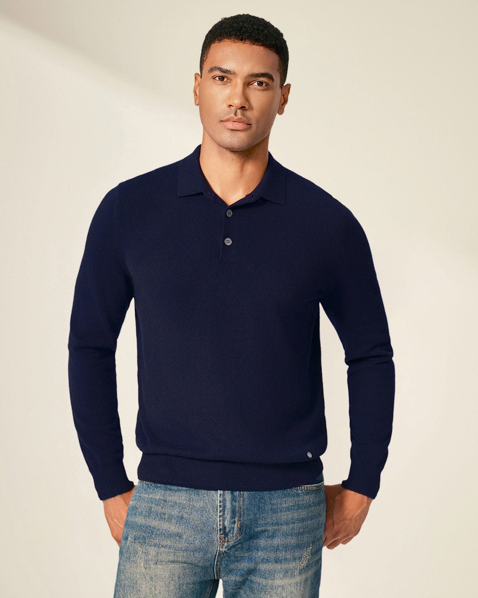 Men's 100% Cashmere Polo Sweater