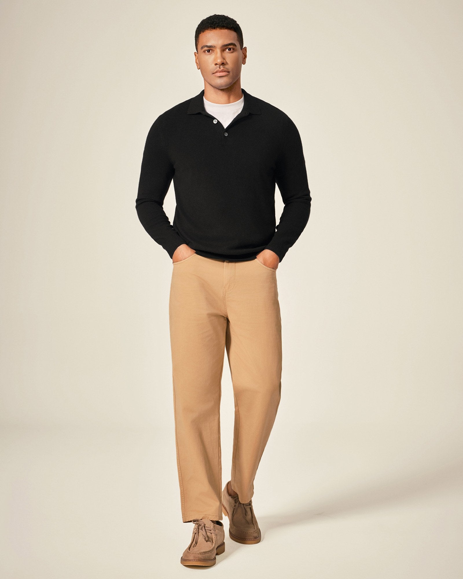 Men's 100% Cashmere Polo Sweater
