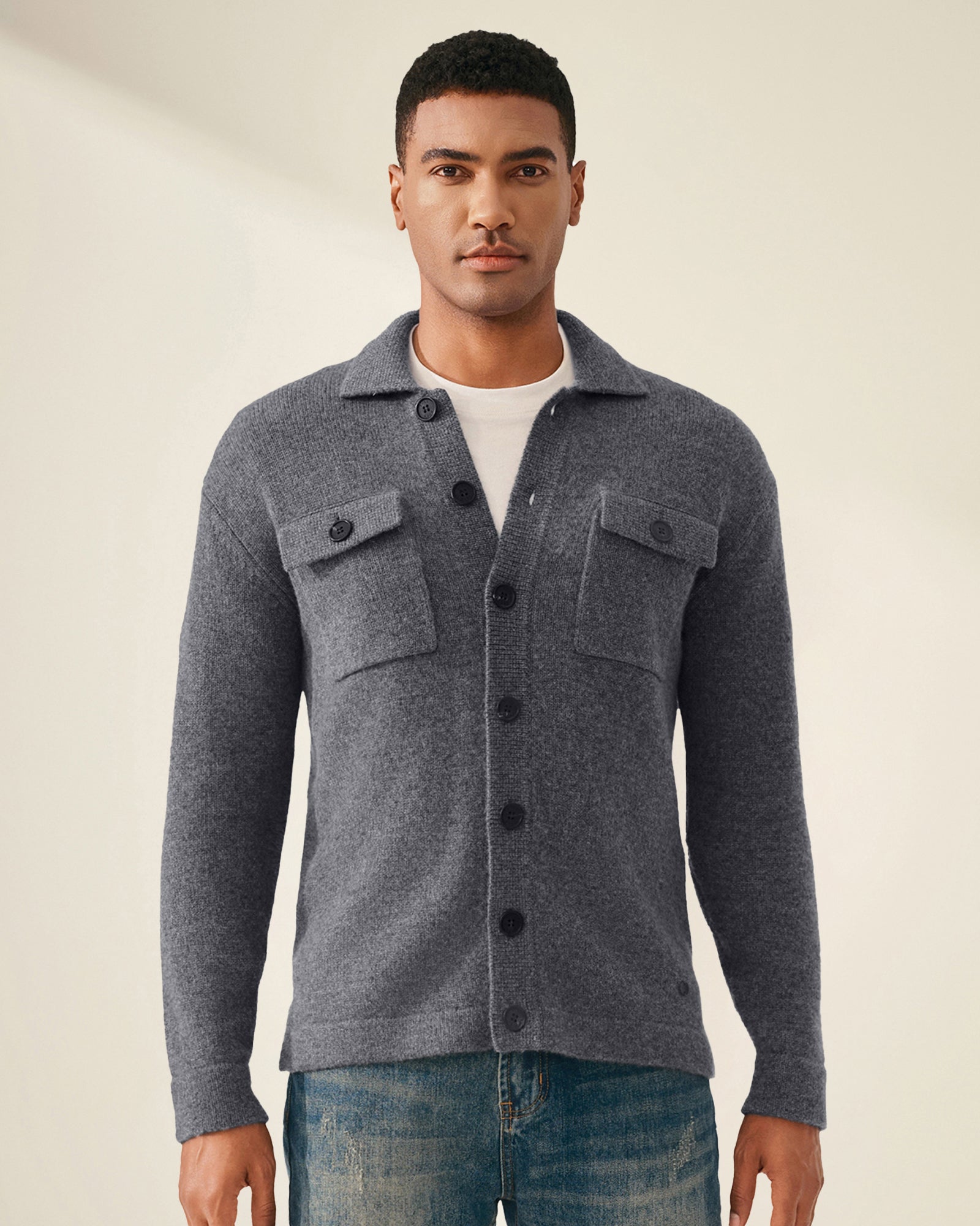 Men's 100% Pure Cashmere Knit Jacket