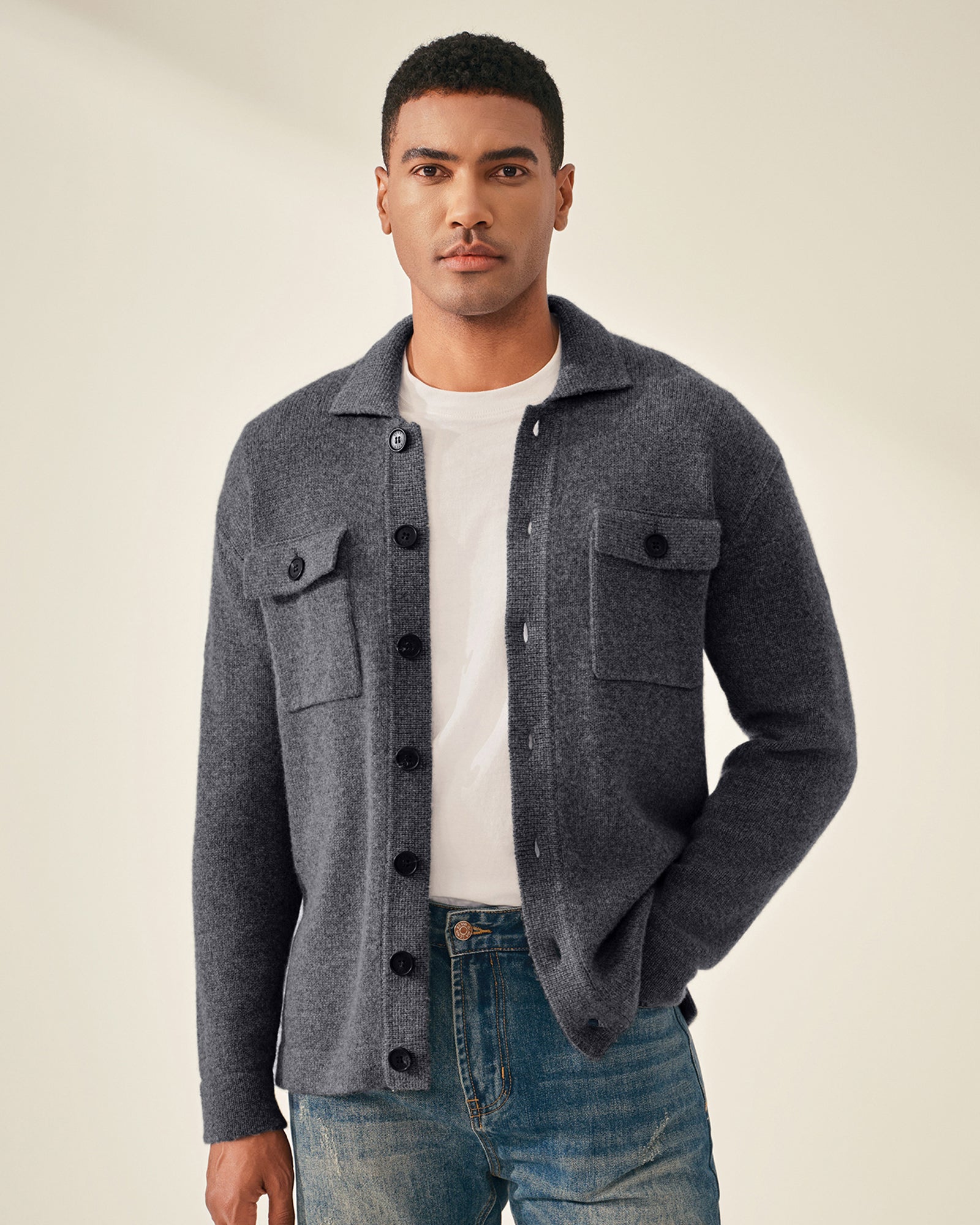 Men's 100% Pure Cashmere Knit Jacket