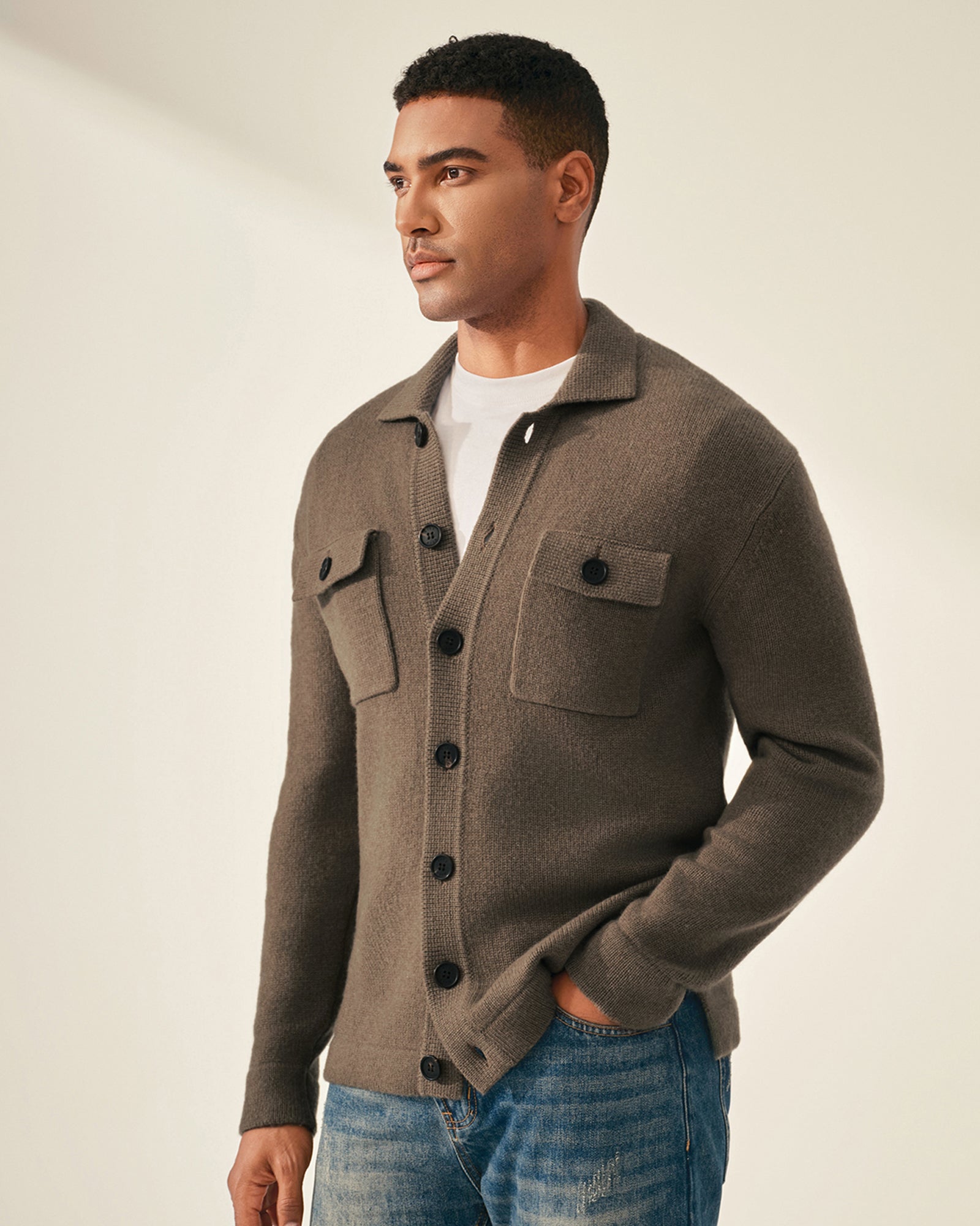 Men's 100% Pure Cashmere Knit Jacket