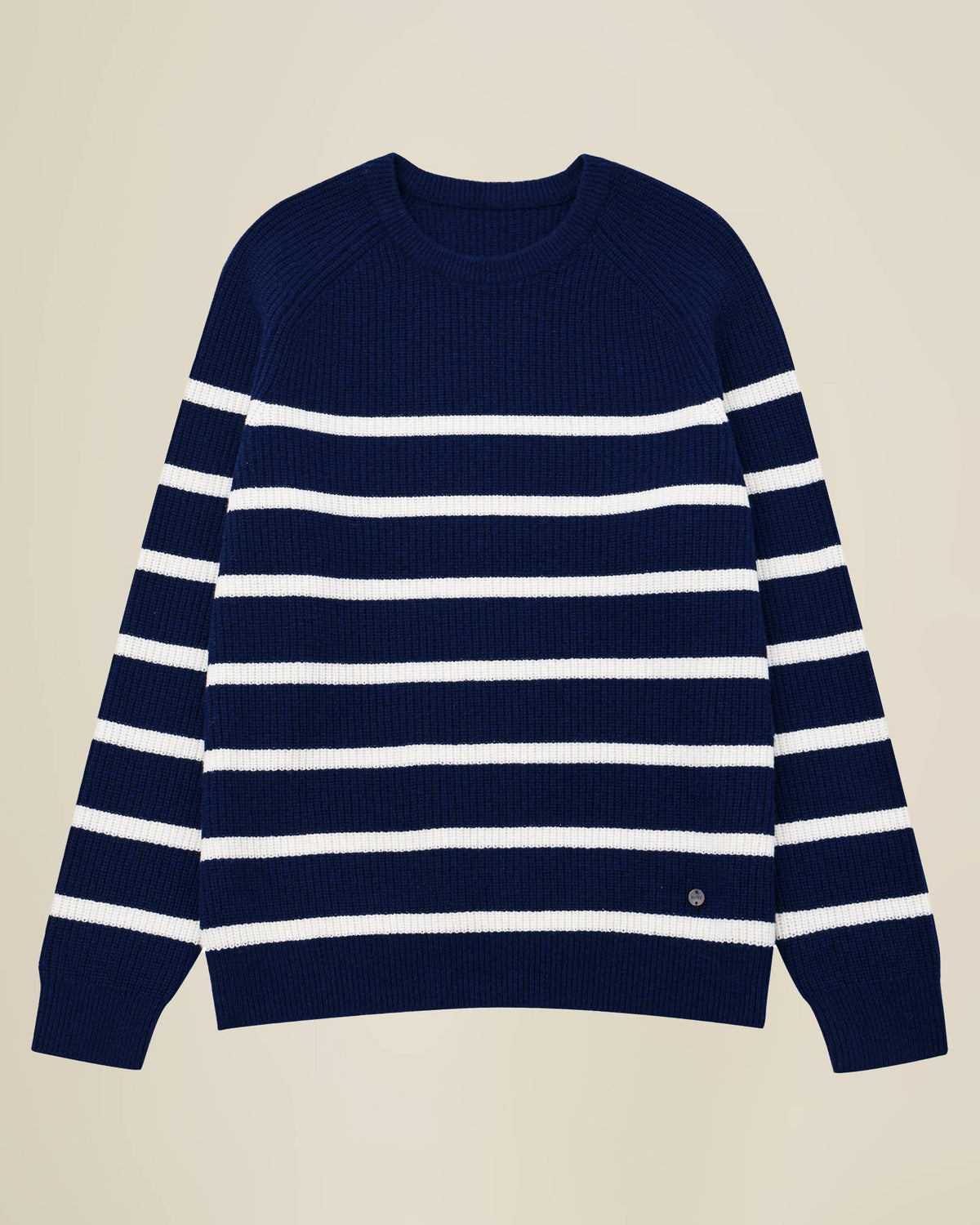 Classic 100% Cashmere Striped Crewneck Sweater