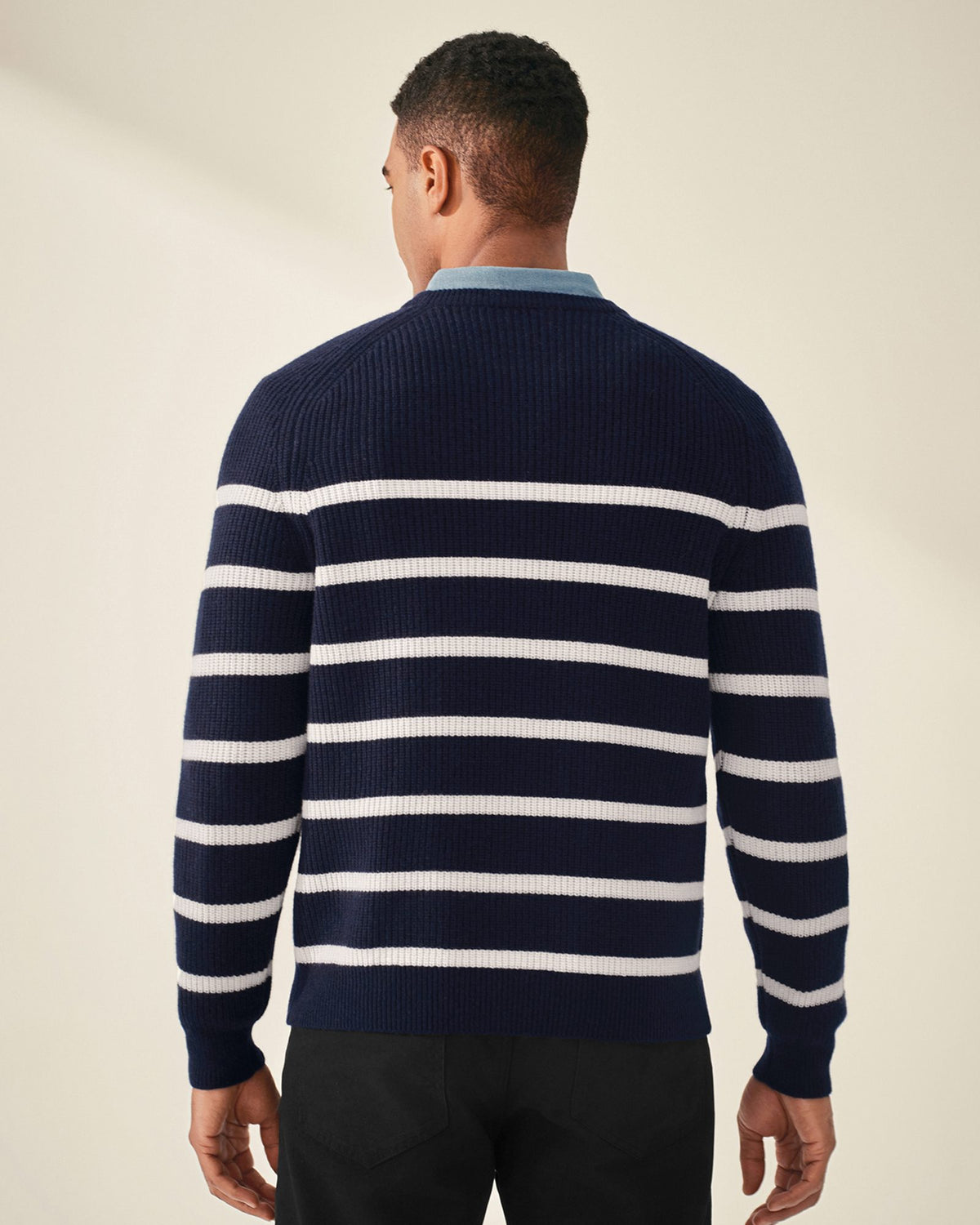 Classic 100% Cashmere Striped Crewneck Sweater