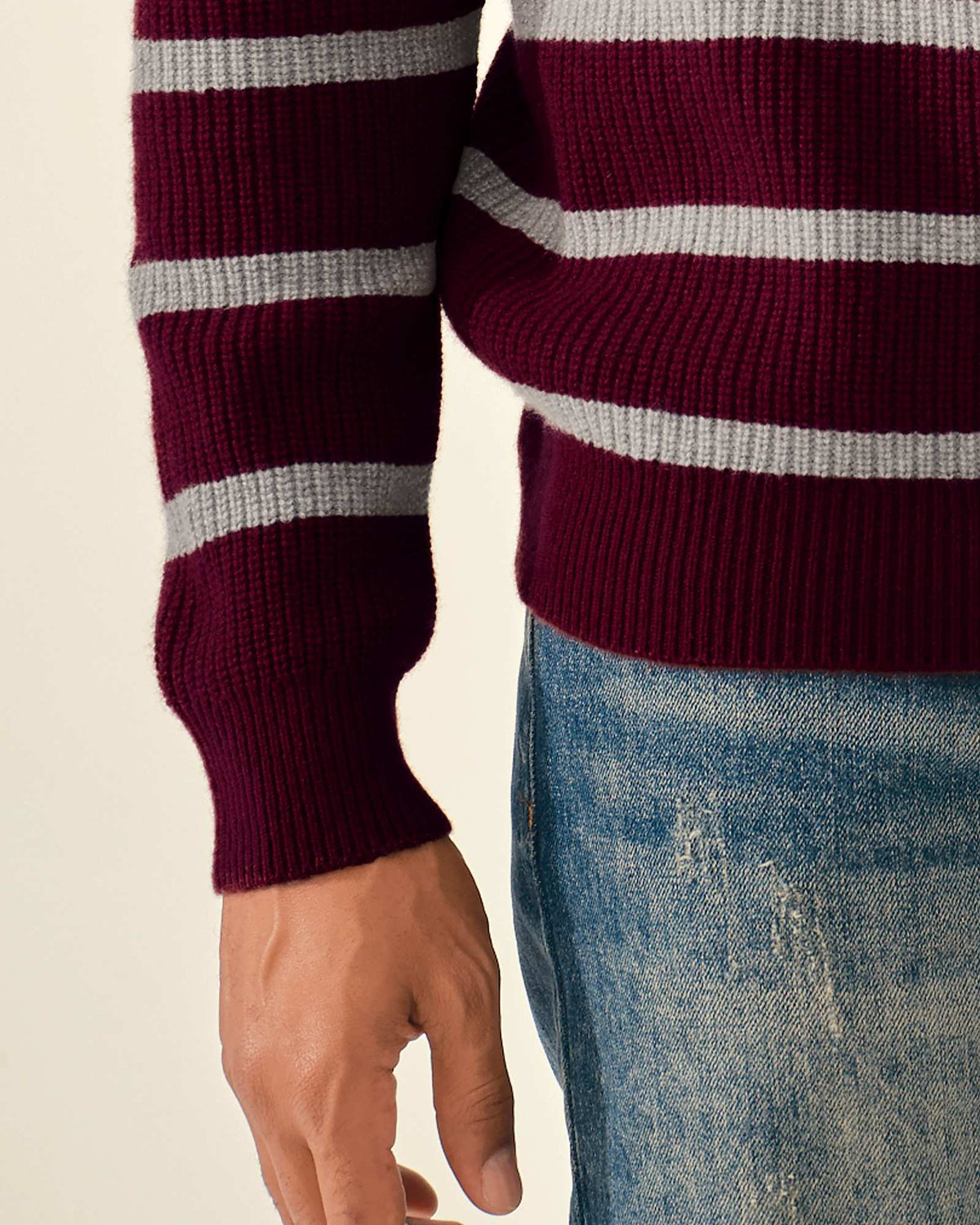Classic 100% Cashmere Striped Crewneck Sweater