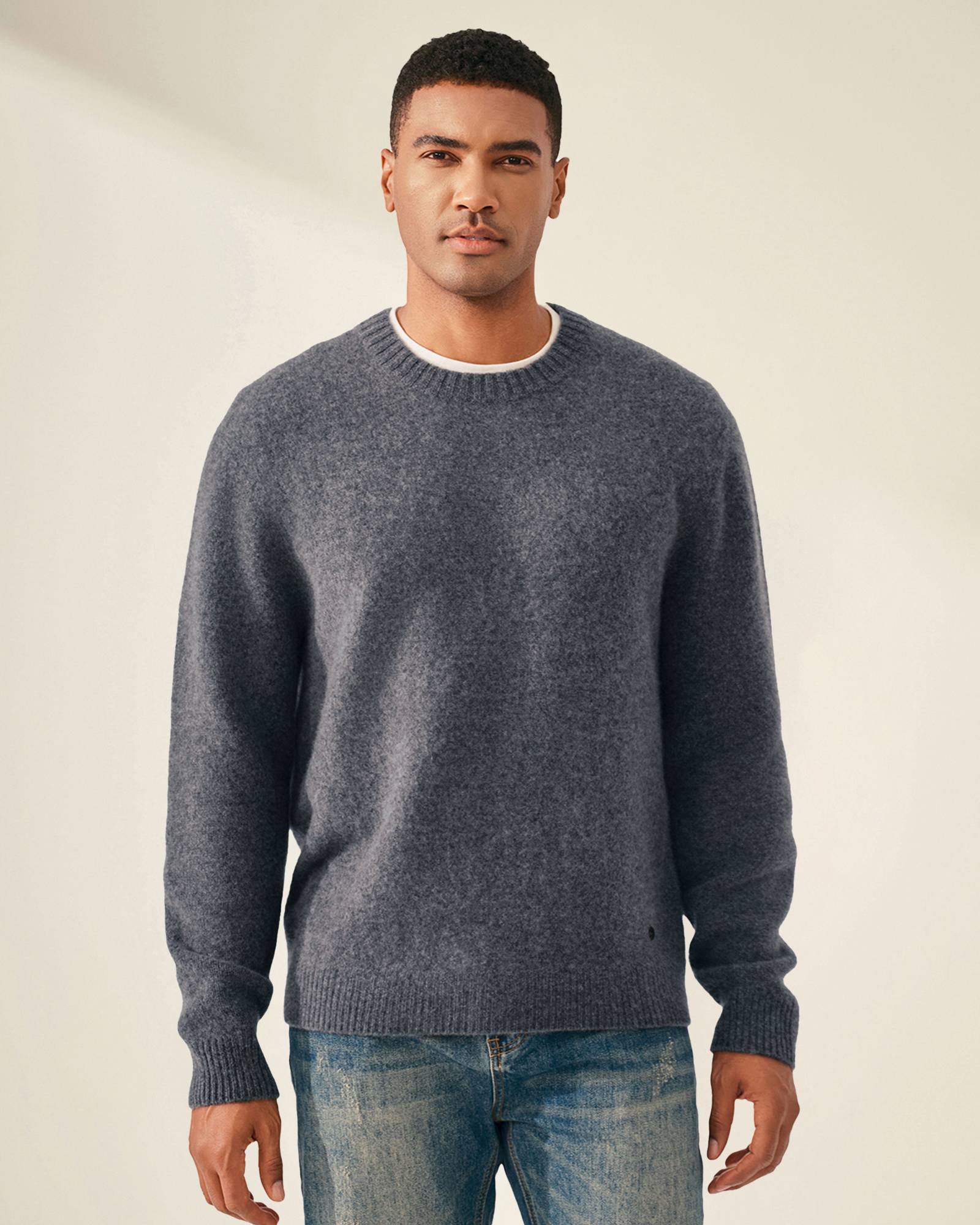 Heavy 100% Pure Cashmere Crew Neck Sweater