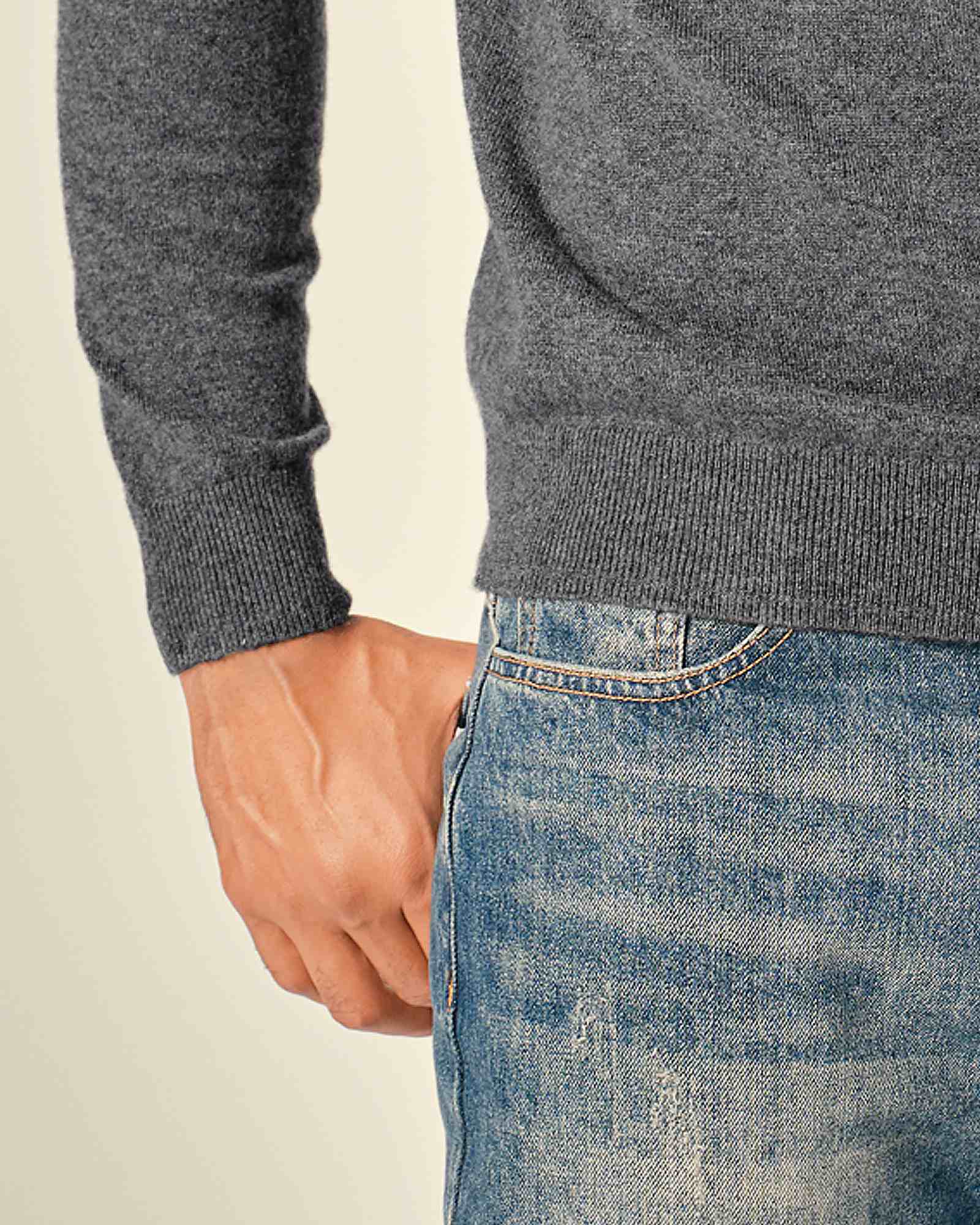 Heavy 100% Pure Cashmere Crew Neck Sweater