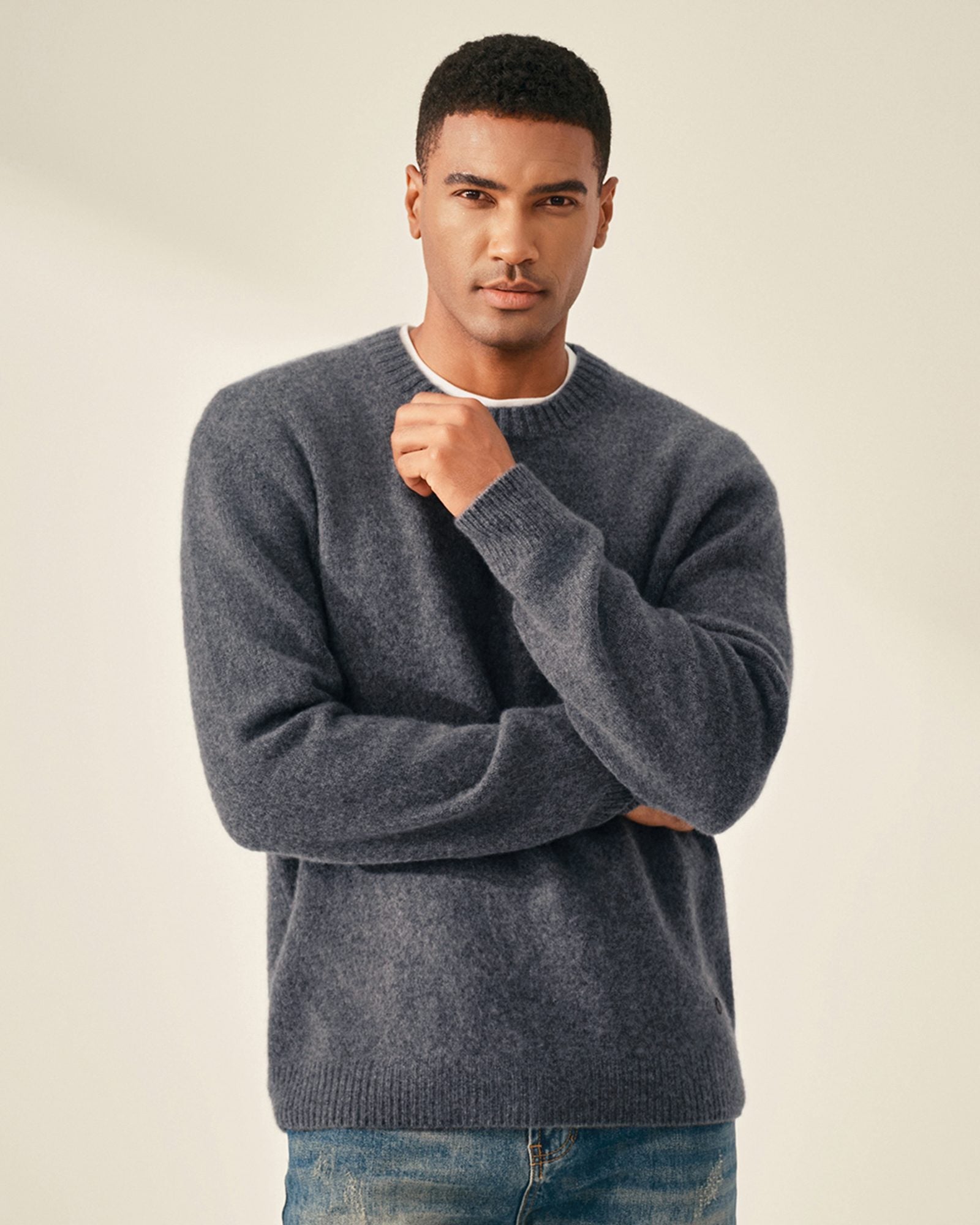 Heavy 100% Pure Cashmere Crew Neck Sweater