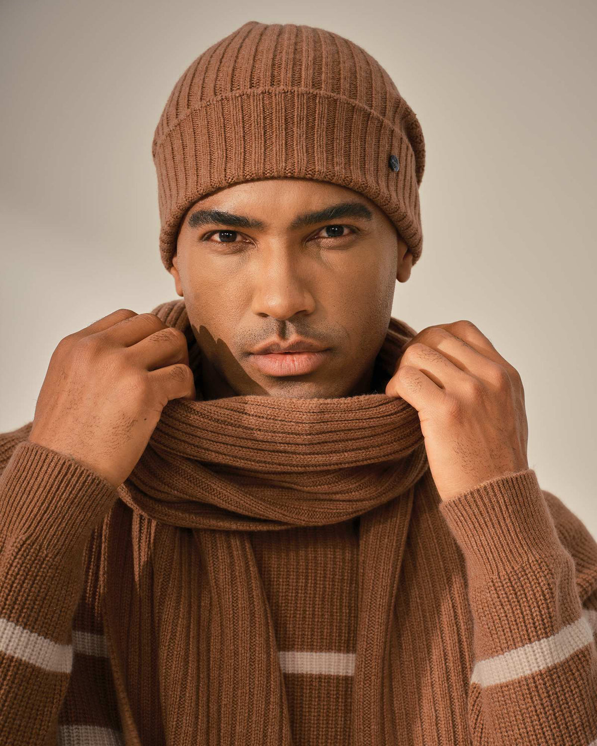 Men's Ribbed 100% Cashmere Beanie