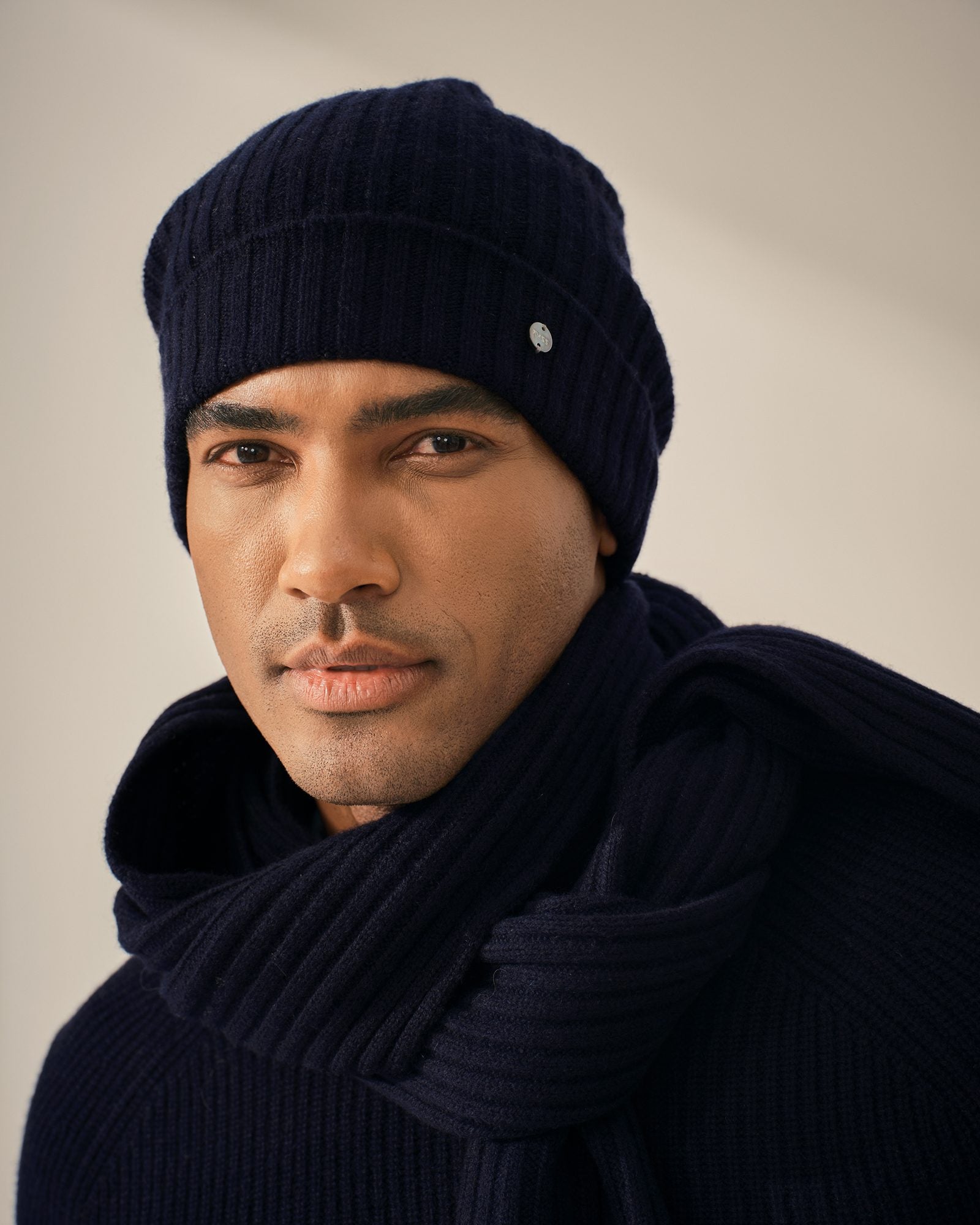 Men's Ribbed 100% Cashmere Beanie