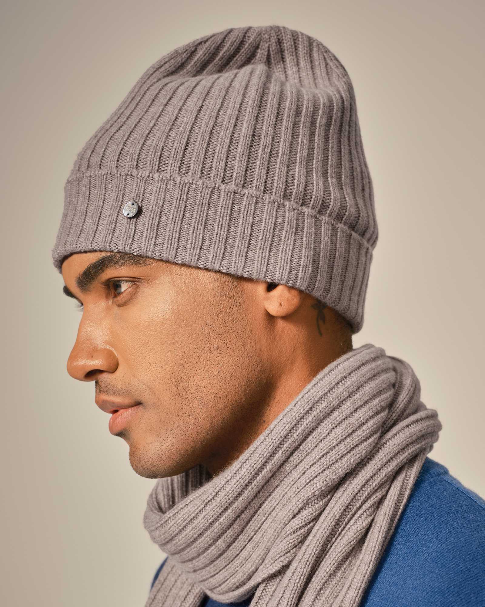 Men's Ribbed 100% Cashmere Beanie