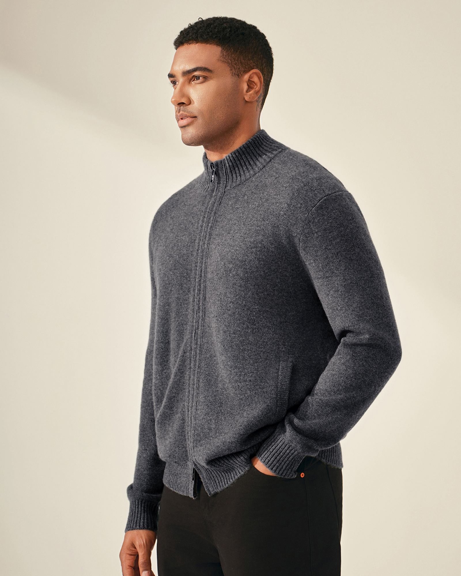 Men’s 100% Cashmere Full Zip Sweater