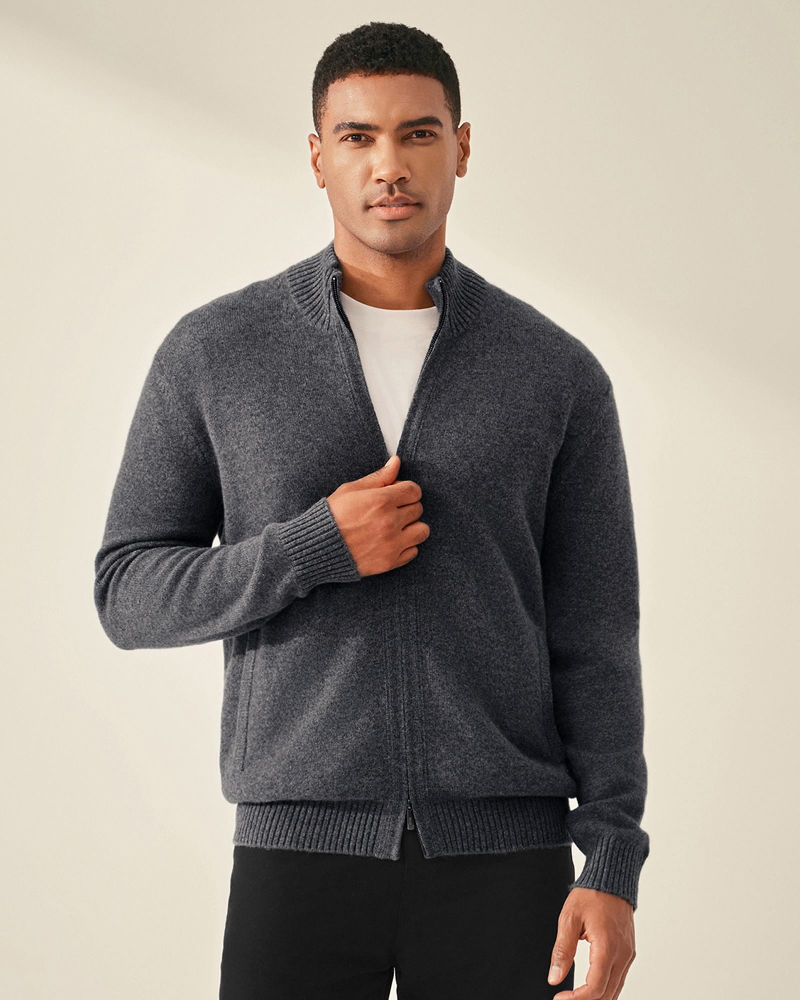 Men’s 100% Cashmere Full Zip Sweater