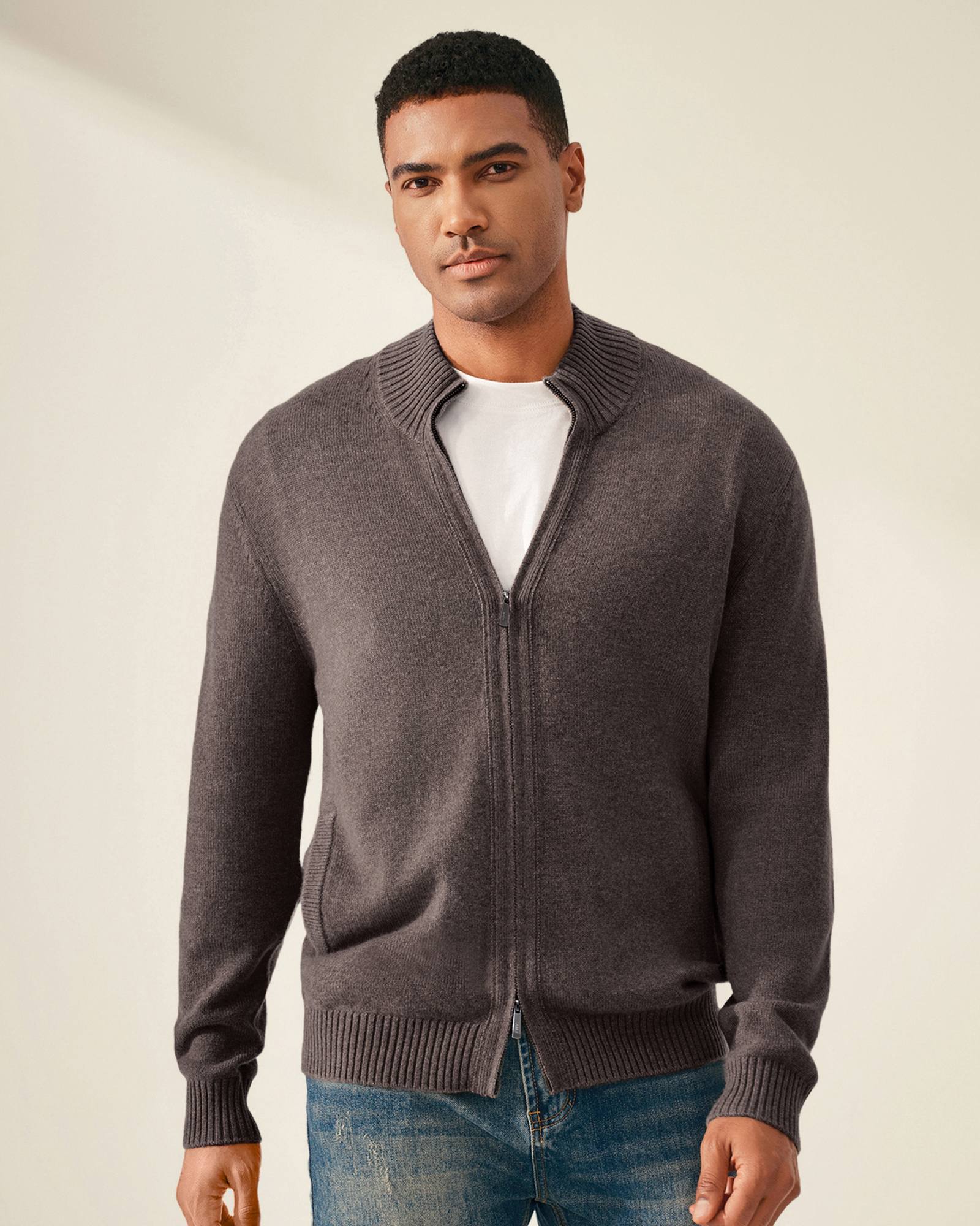 Men’s 100% Cashmere Full Zip Sweater