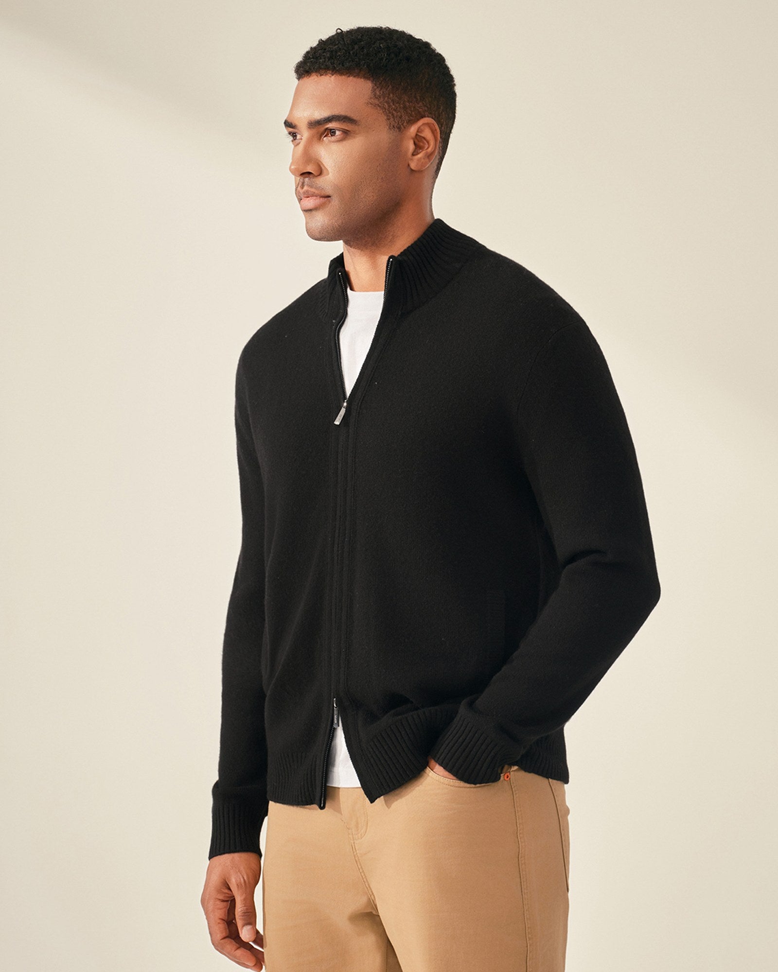 Men’s 100% Cashmere Full Zip Sweater
