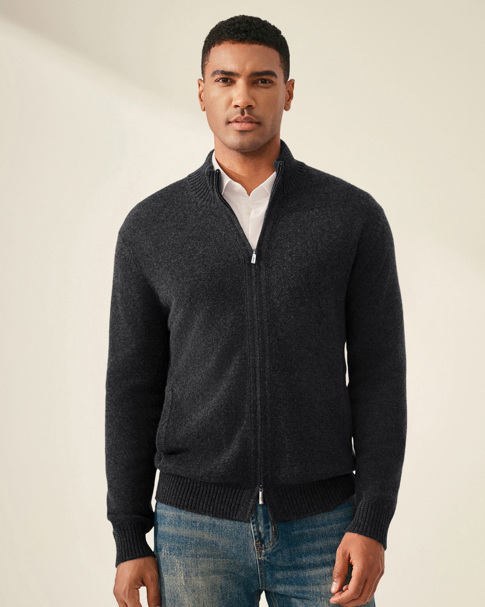 Men’s 100% Cashmere Full Zip Sweater
