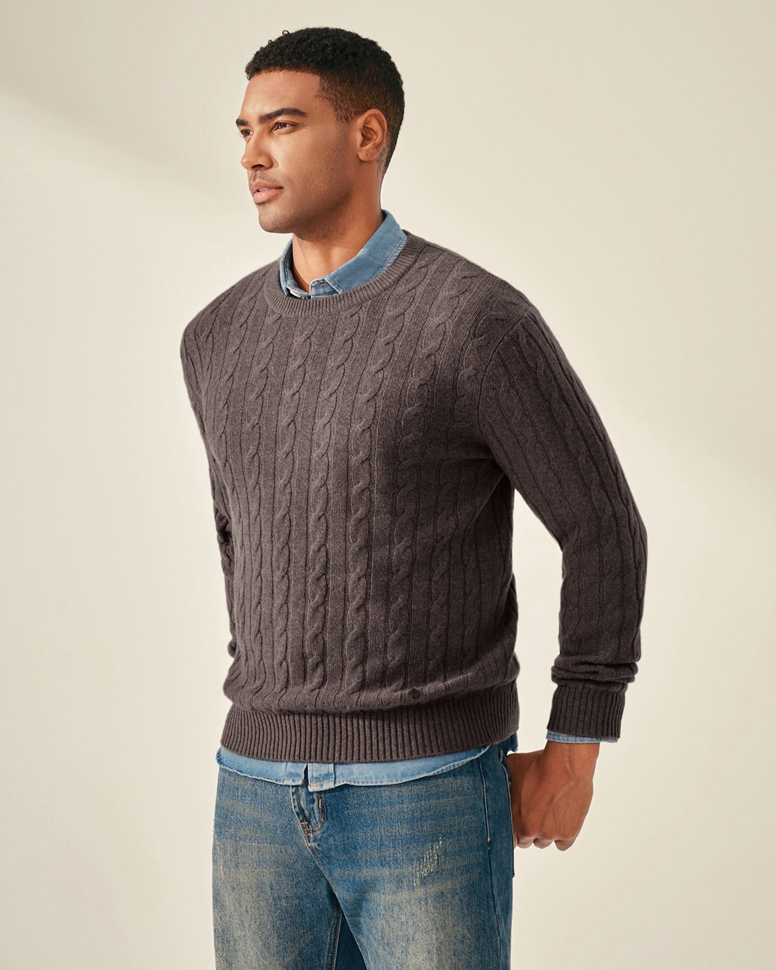 Classic Cable Knit 100% Cashmere Sweater