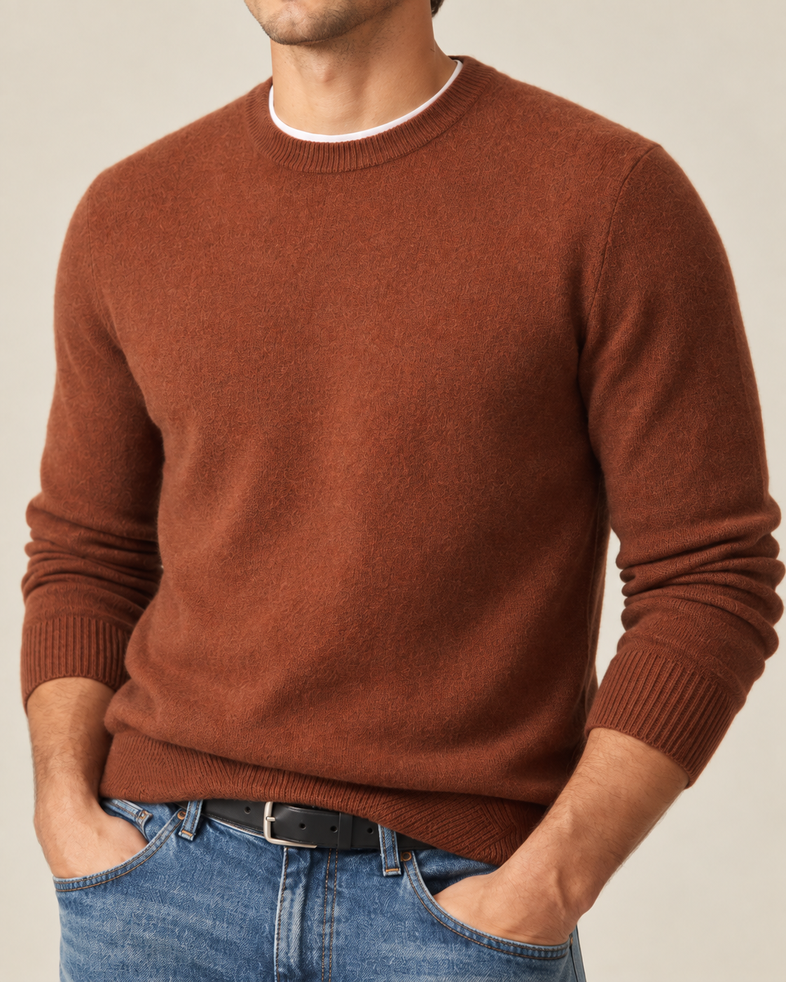 Luxe 100% Cashmere Crew Neck Sweater