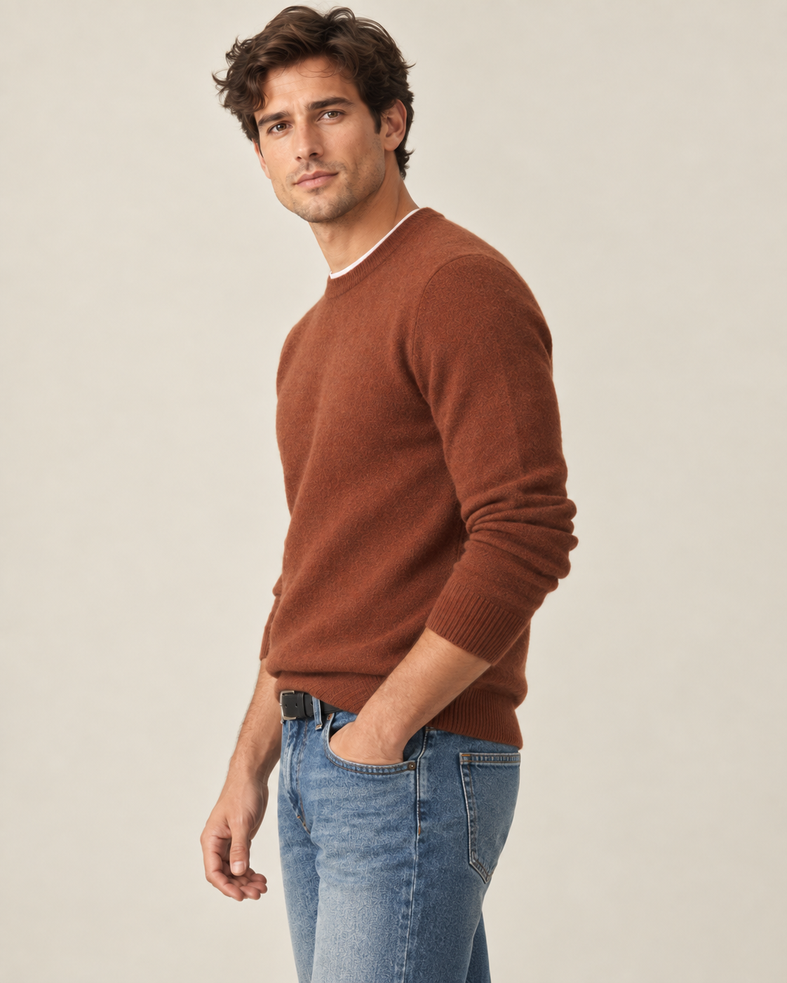 Luxe 100% Cashmere Crew Neck Sweater