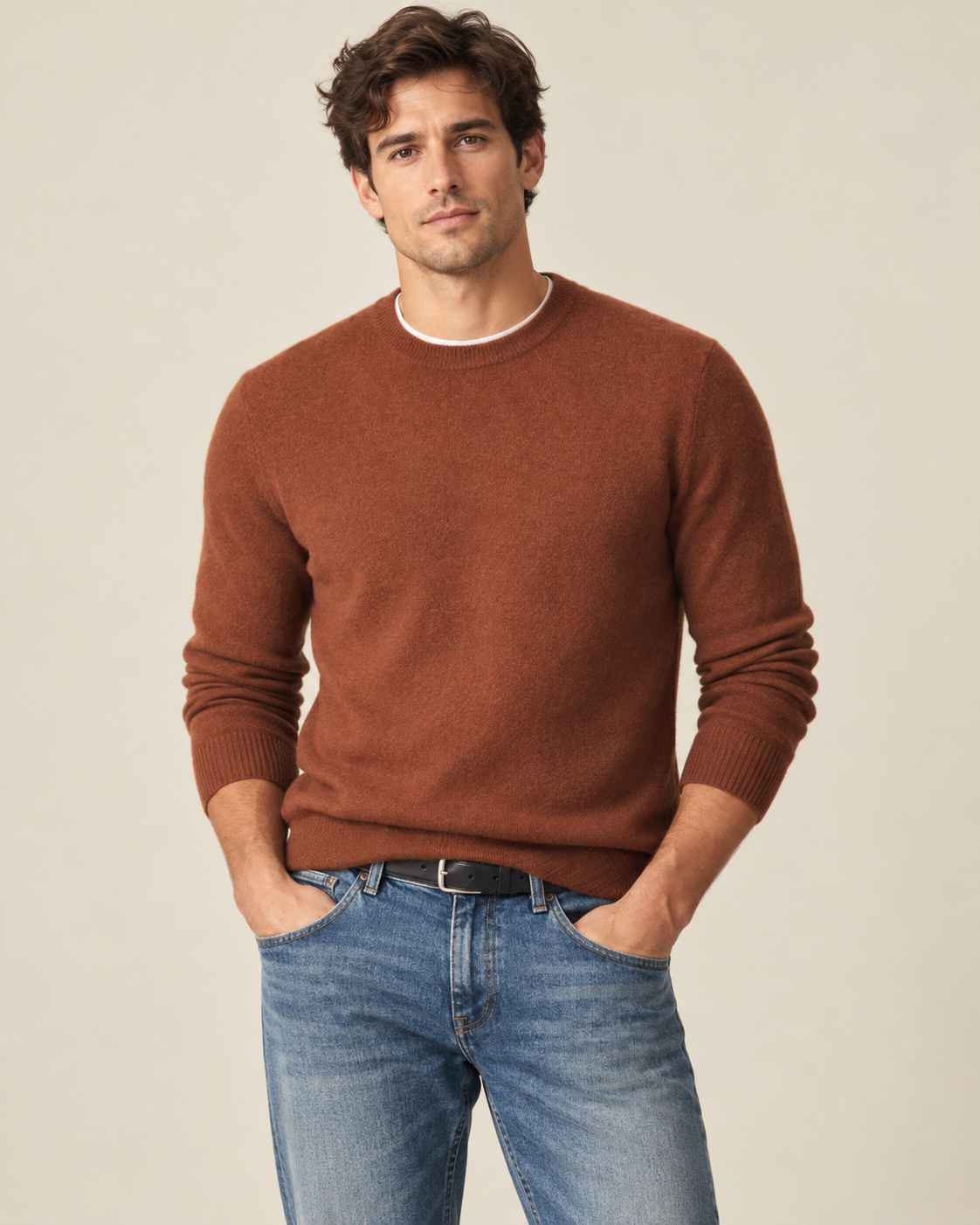 Luxe 100% Cashmere Crew Neck Sweater