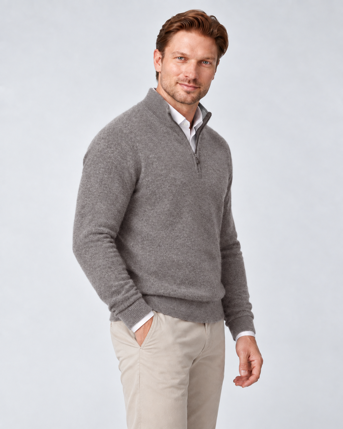 100% Cashmere Half Zip Sweater