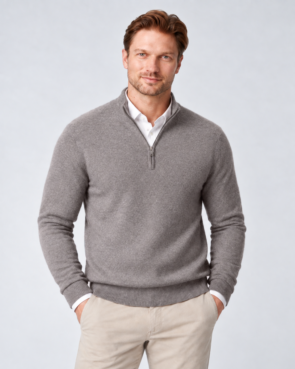 100% Cashmere Half Zip Sweater