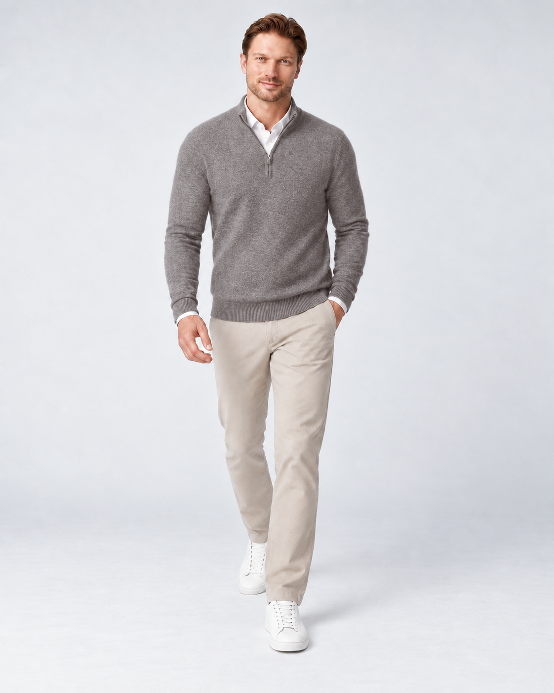 100% Cashmere Half Zip Sweater