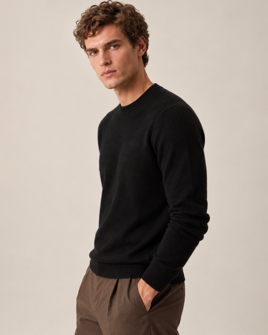 Luxe 100% Cashmere Crew Neck Sweater