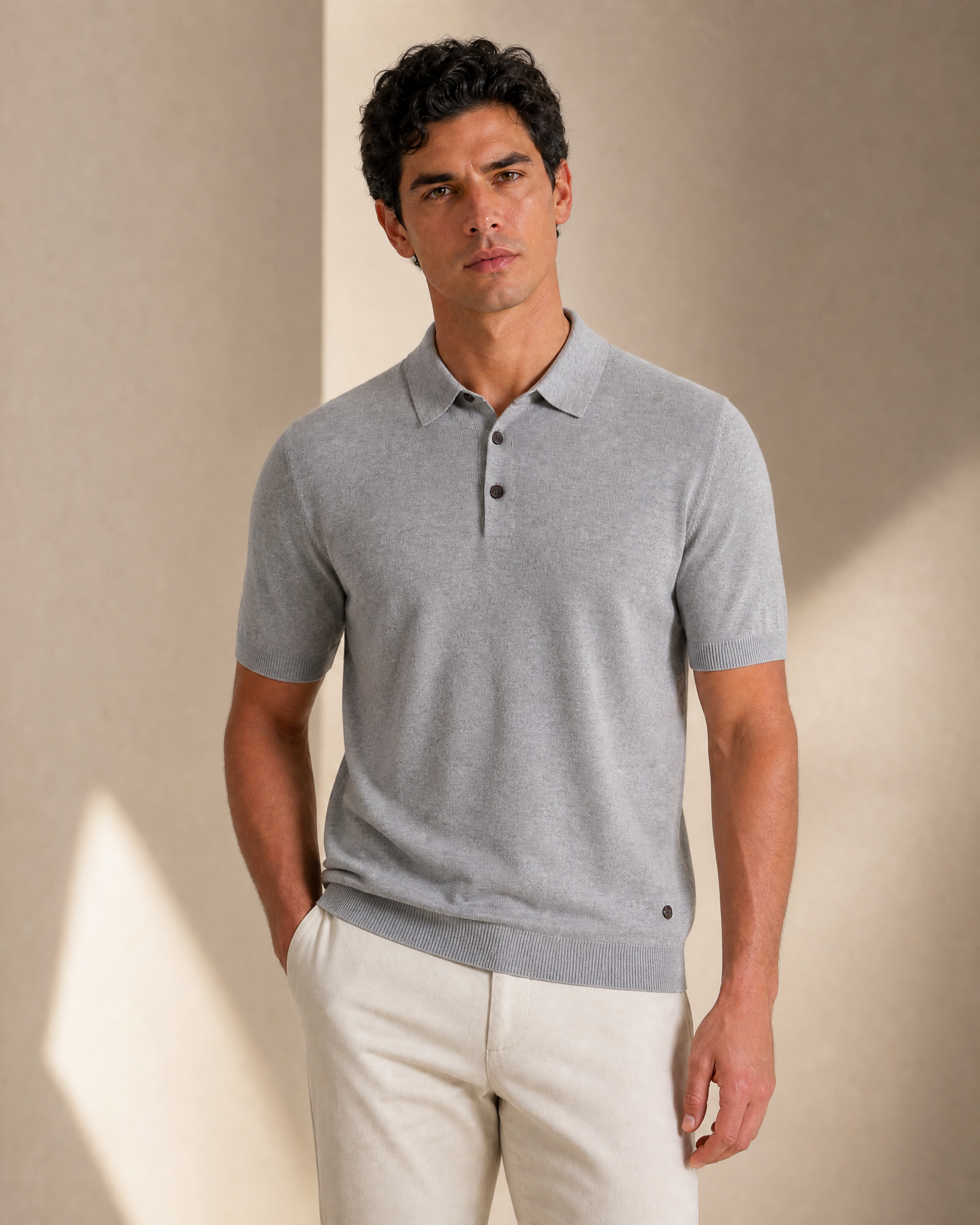 Lightweight Cashmere Short Sleeve Polo Shirt